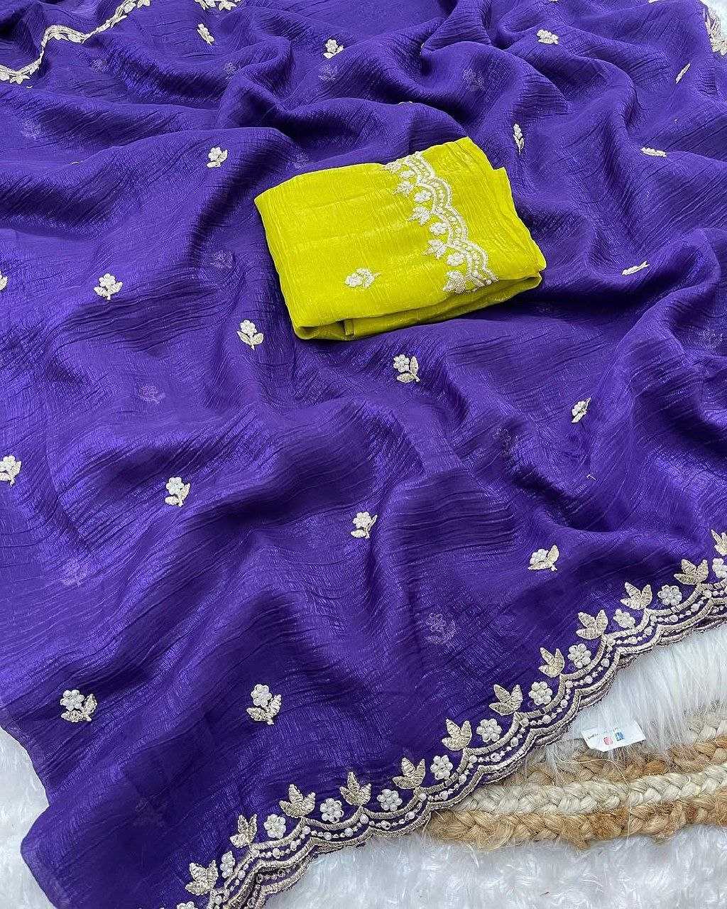 Ynf Georgette RIN216 Parvati crunchy Sarees Wholesale Georgette Sarees Embroidered Sarees Cutwork Saree Manufacturer