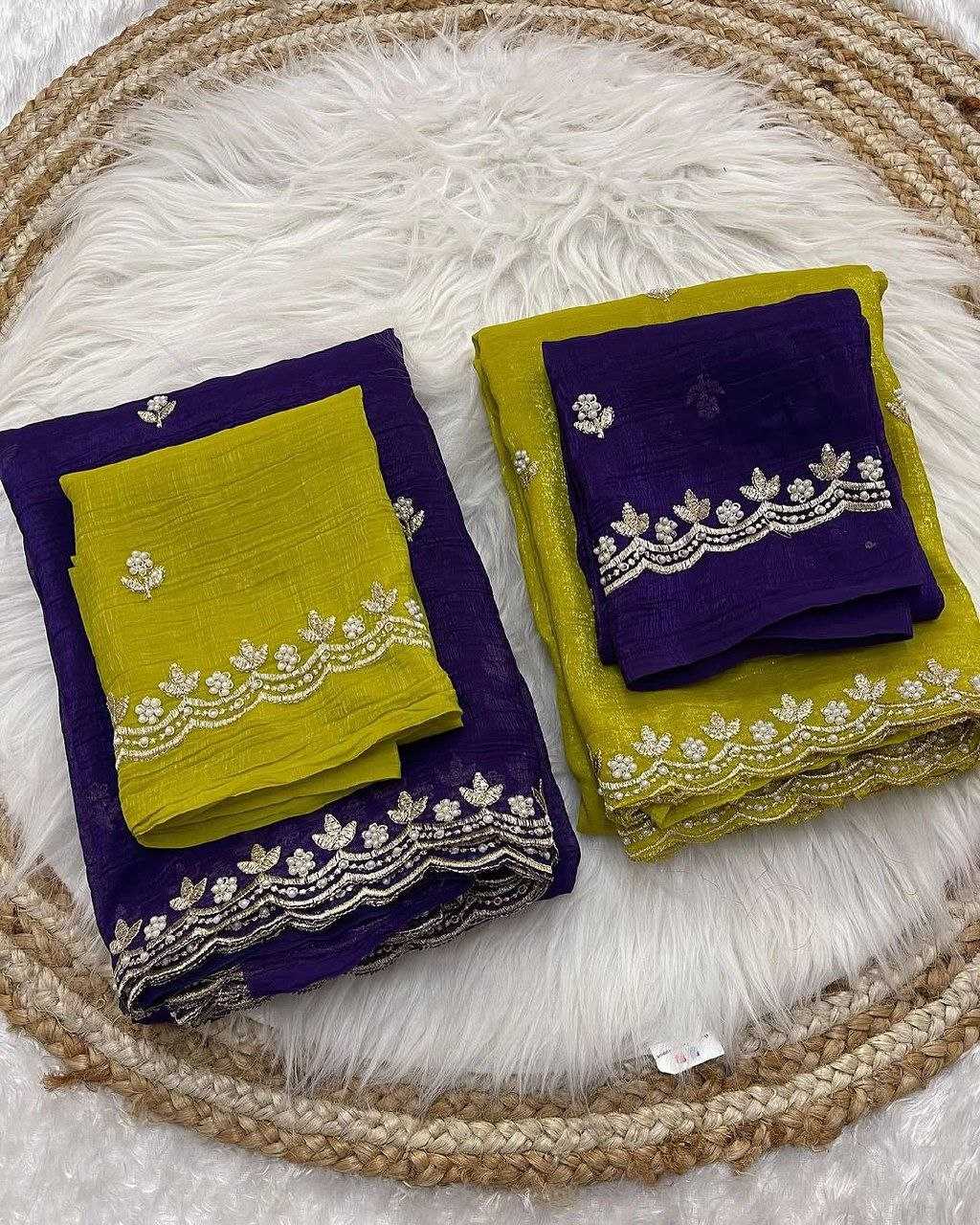 Ynf Georgette RIN216 Parvati crunchy Sarees Wholesale Georgette Sarees Embroidered Sarees Cutwork Saree Manufacturer