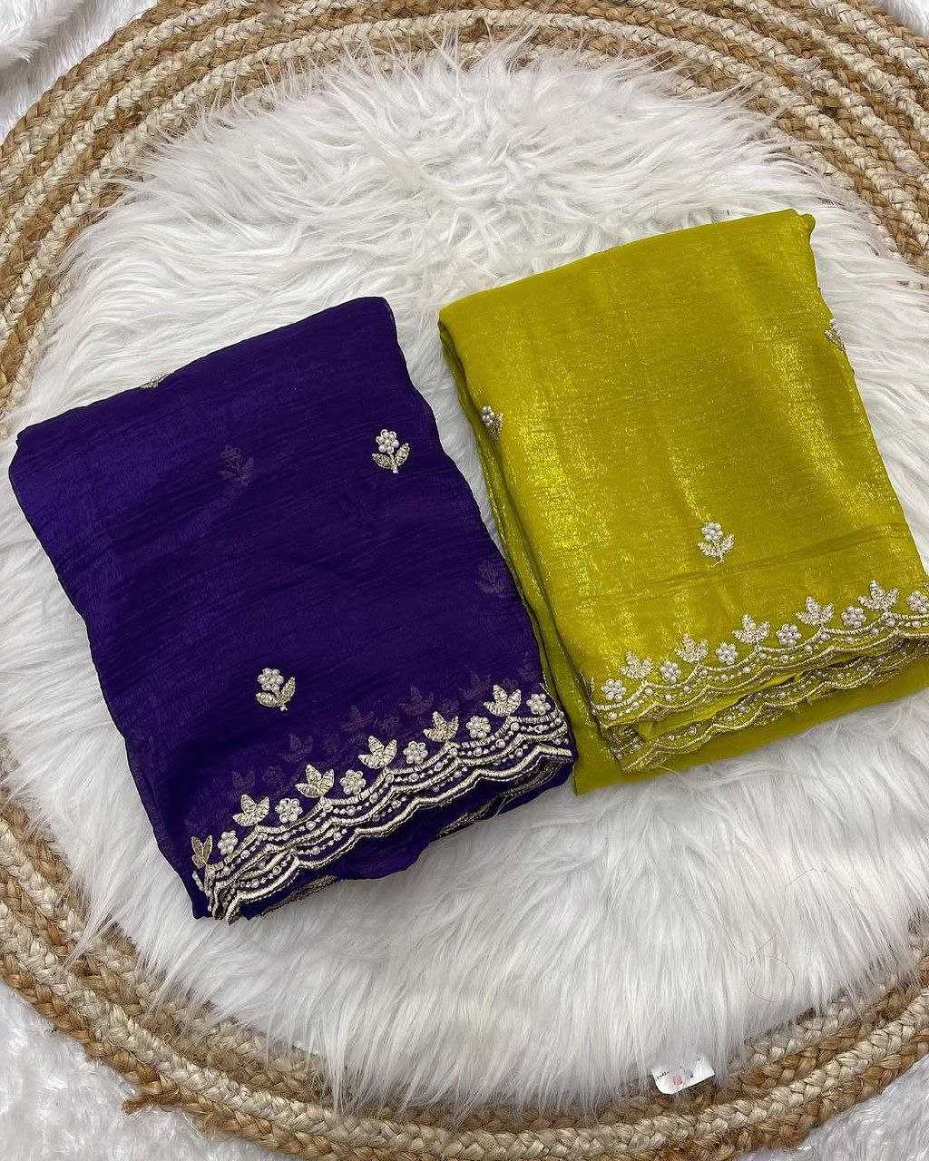 Ynf Georgette RIN216 Parvati crunchy Sarees Wholesale Georgette Sarees Embroidered Sarees Cutwork Saree Manufacturer