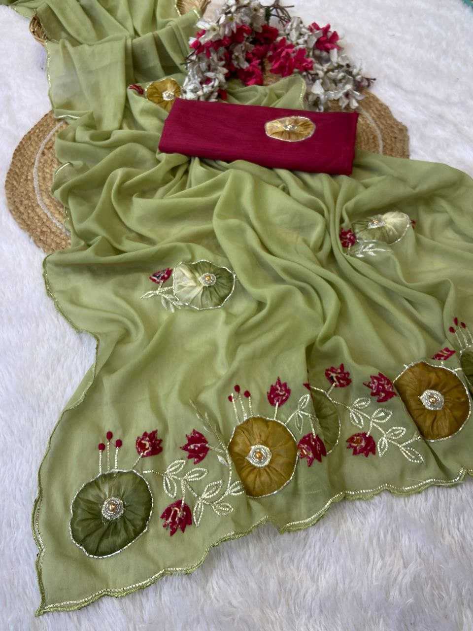 Ynf Georgette RIN216 shyama Sarees Wholesale Fancy Sarees Hand Work Sarees Embroidered Sarees Manufacturer