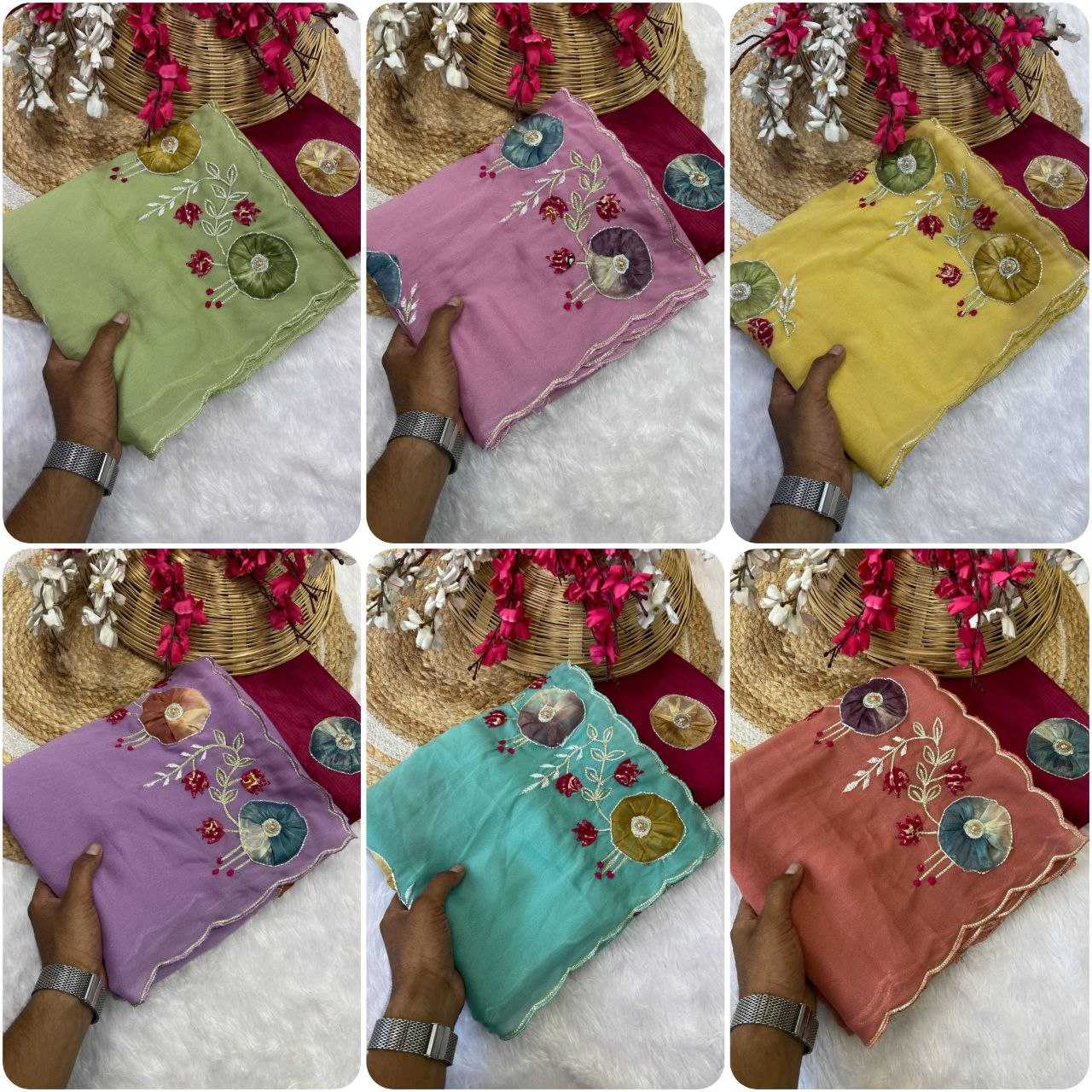 Ynf Georgette RIN216 shyama Sarees Wholesale Fancy Sarees Hand Work Sarees Embroidered Sarees Manufacturer