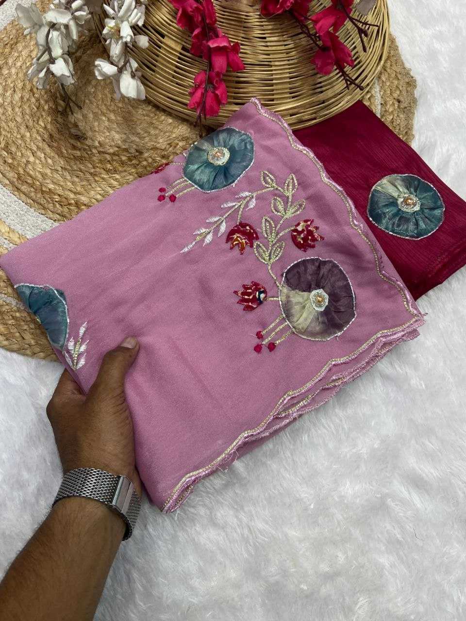 Ynf Georgette RIN216 shyama Sarees Wholesale Fancy Sarees Hand Work Sarees Embroidered Sarees Manufacturer