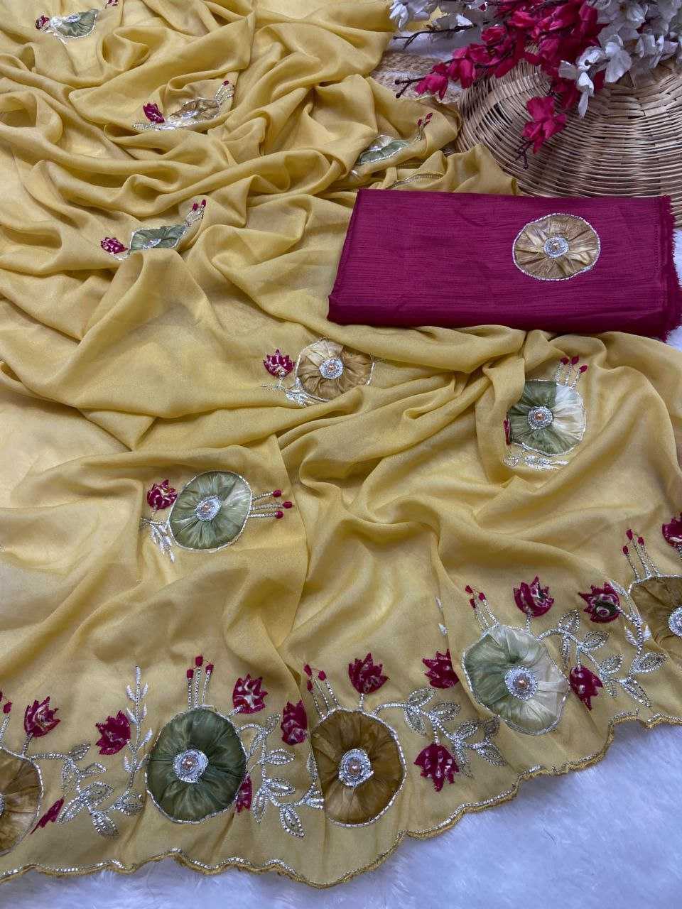 Ynf Georgette RIN216 shyama Sarees Wholesale Fancy Sarees Hand Work Sarees Embroidered Sarees Manufacturer