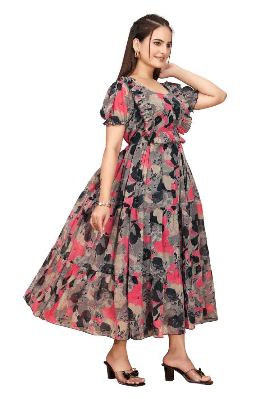 Ynf Georgette RIN220 Gow printed Gowns Wholesale Printed Gowns Manufacturer