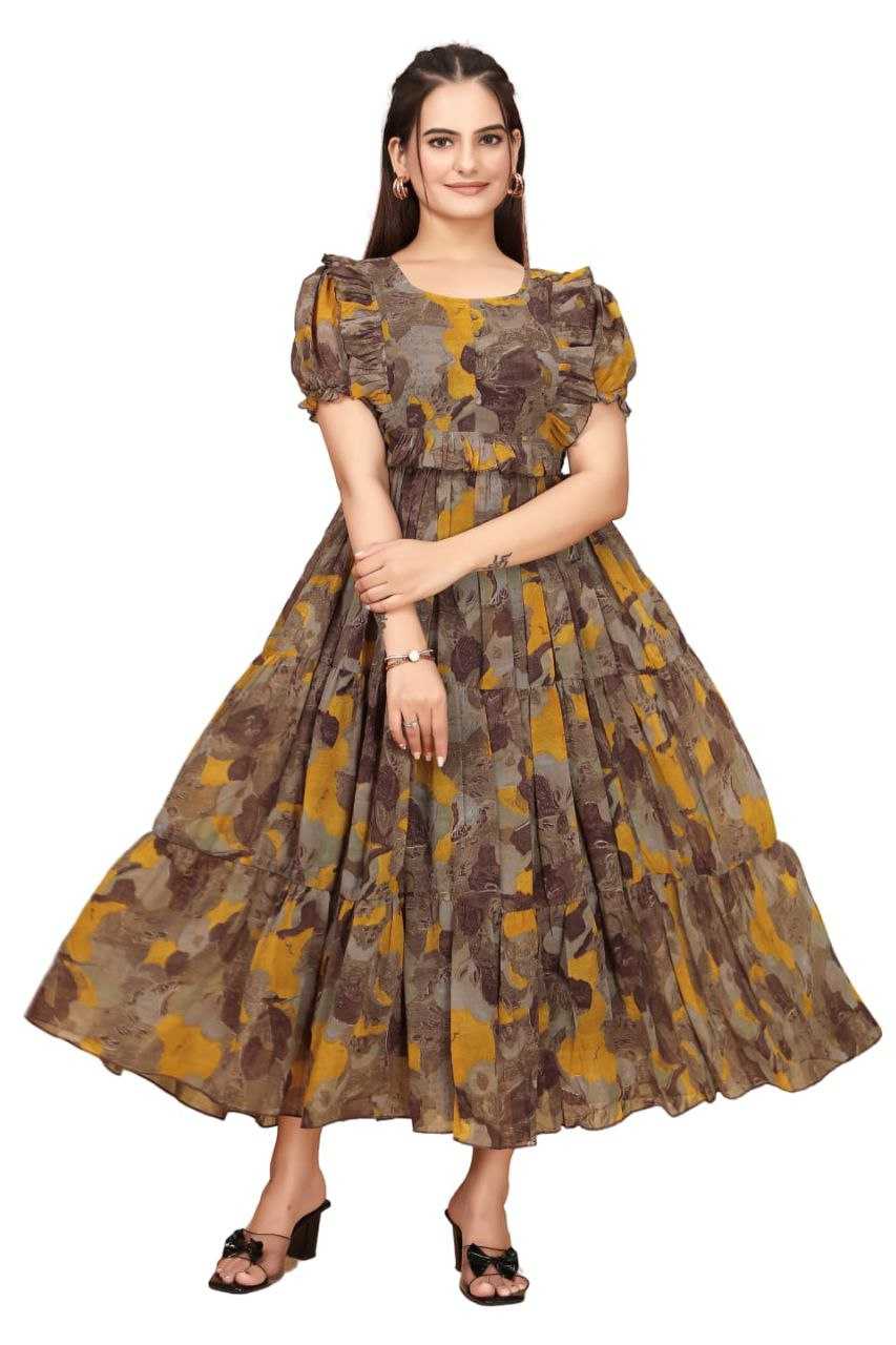 Ynf Georgette RIN220 Gow printed Gowns Wholesale Printed Gowns Manufacturer