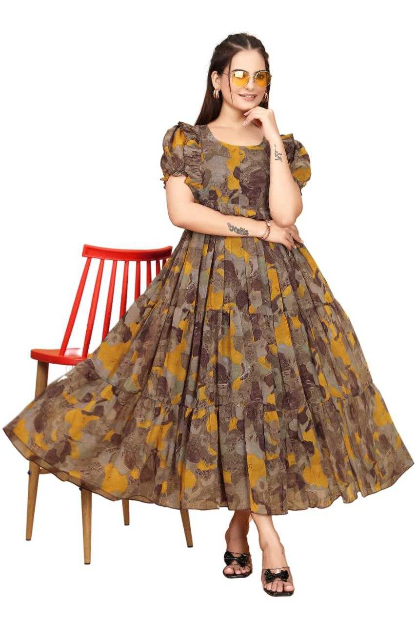 Ynf Georgette RIN220 Gow printed Gowns Wholesale Printed Gowns Manufacturer