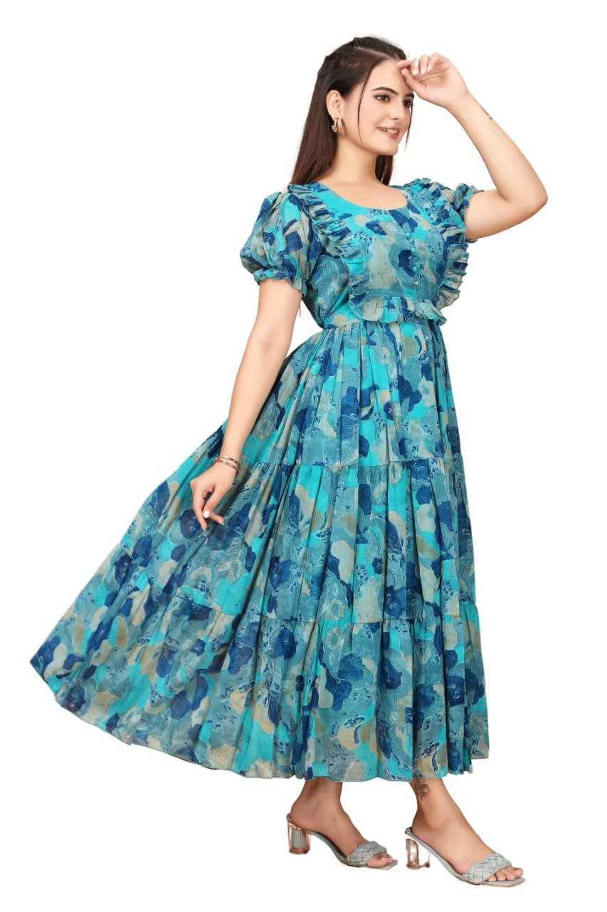 Ynf Georgette RIN220 Gow printed Gowns Wholesale Printed Gowns Manufacturer