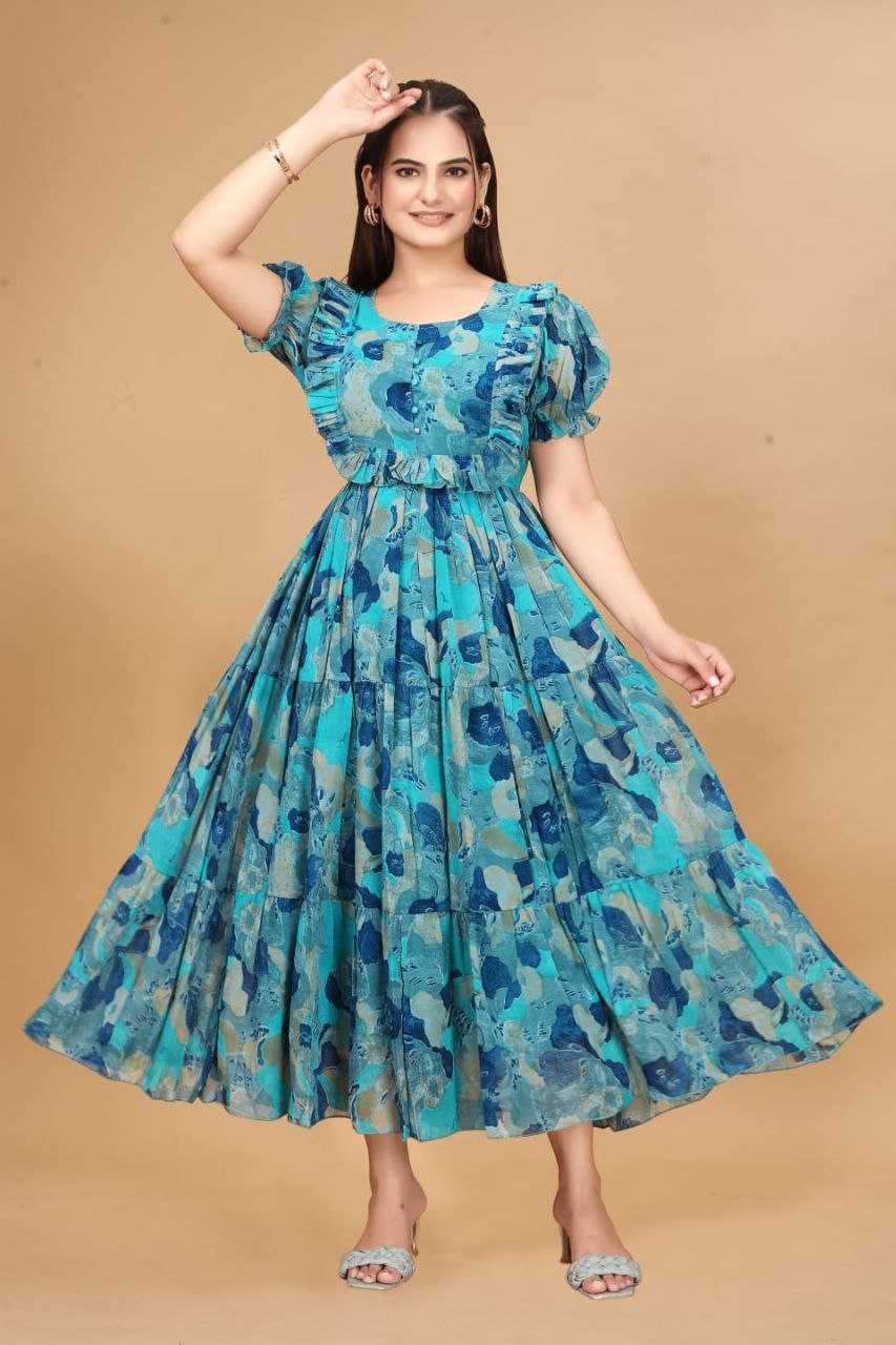 Ynf Georgette RIN220 Gow printed Gowns Wholesale Printed Gowns Manufacturer