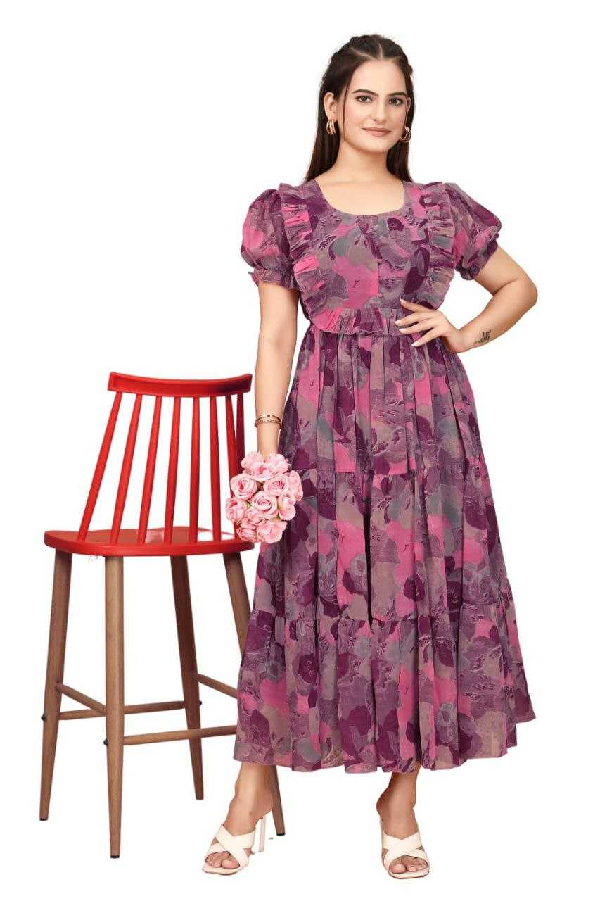 Ynf Georgette RIN220 Gow printed Gowns Wholesale Printed Gowns Manufacturer