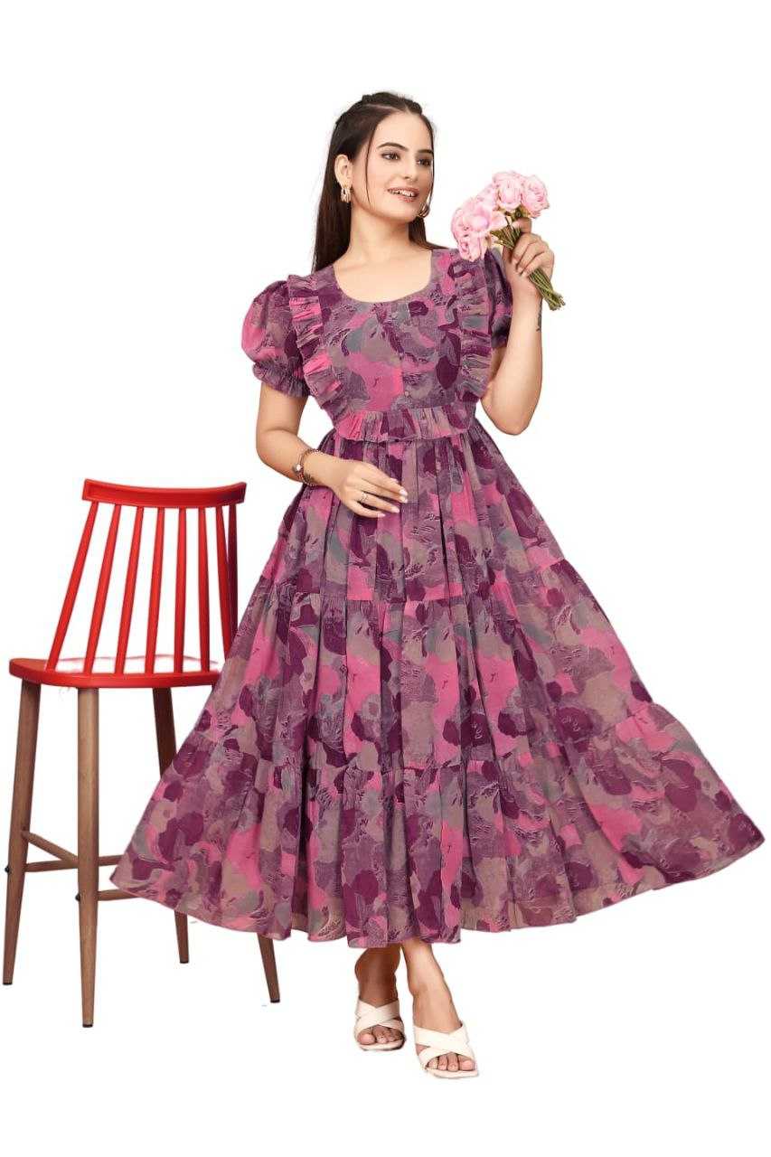 Ynf Georgette RIN220 Gow printed Gowns Wholesale Printed Gowns Manufacturer