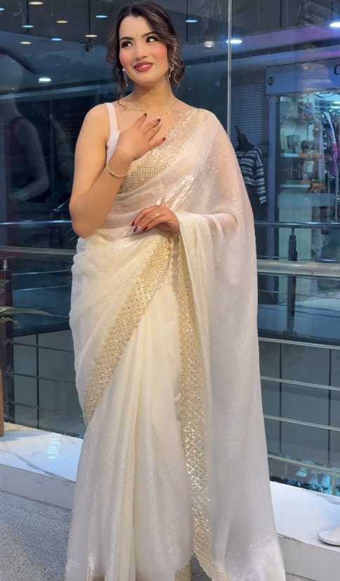 Ynf Georgette RIN222 IVORY BIRD Sarees Festive Collections Wholesale Party Wear Sarees Georgette Sarees Onam Collections Manufacturer