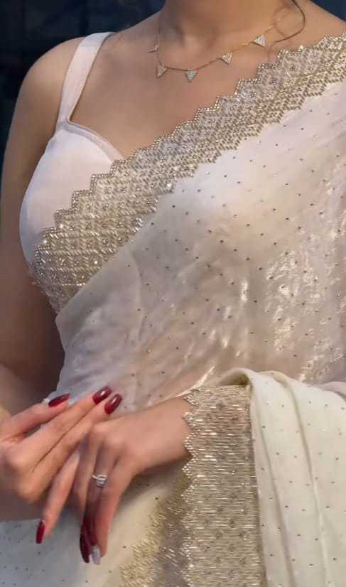 Ynf Georgette RIN222 IVORY BIRD Sarees Festive Collections Wholesale Party Wear Sarees Georgette Sarees Onam Collections Manufacturer