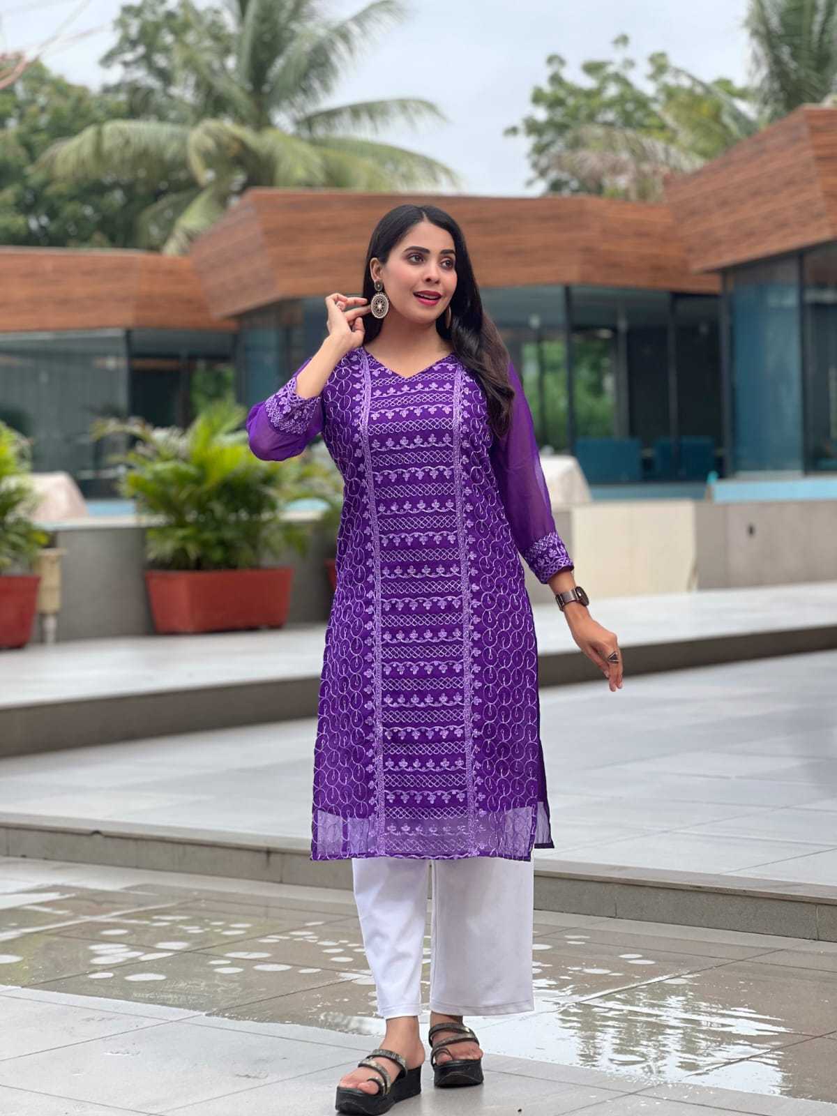 Ynf Georgette RIN222 MANU Kurti Wholesale Designer Kurtis Georgette Kurti Chikan Kurti Manufacturer