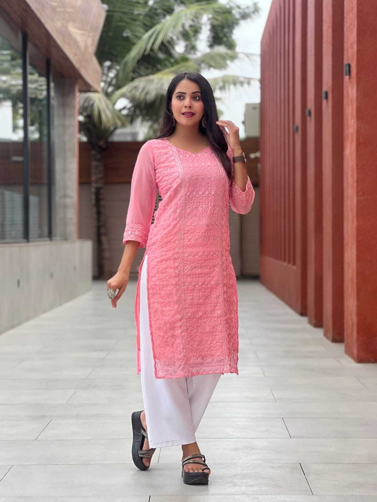 Ynf Georgette RIN222 MANU Kurti Wholesale Designer Kurtis Georgette Kurti Chikan Kurti Manufacturer
