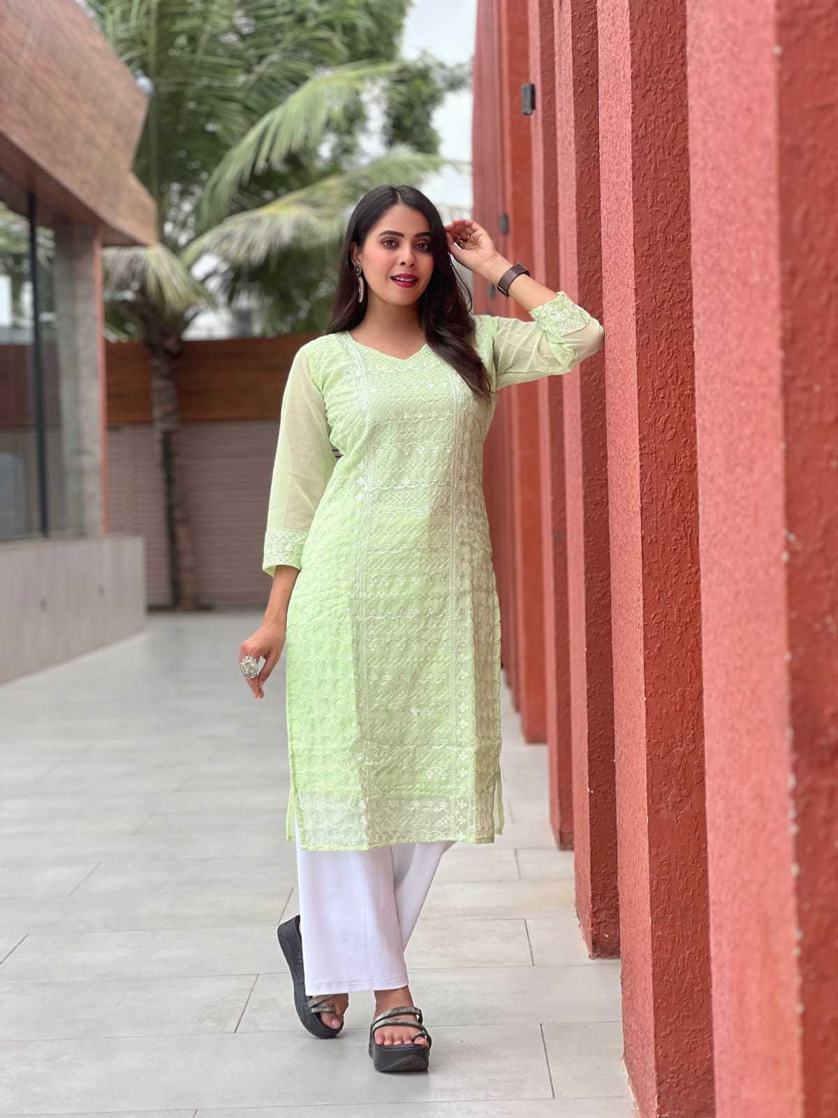 Ynf Georgette RIN222 MANU Kurti Wholesale Designer Kurtis Georgette Kurti Chikan Kurti Manufacturer