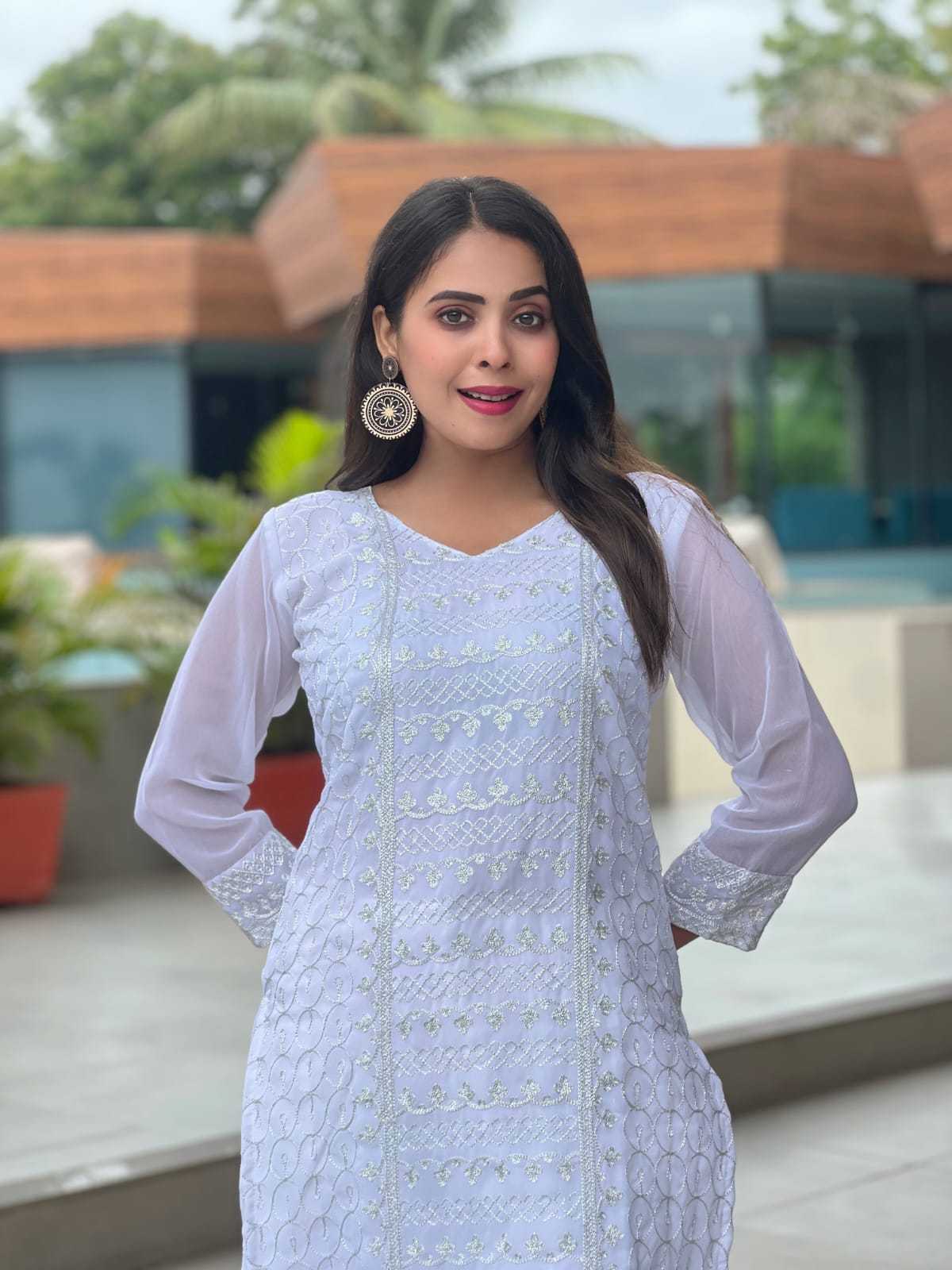Ynf Georgette RIN222 MANU Kurti Wholesale Designer Kurtis Georgette Kurti Chikan Kurti Manufacturer