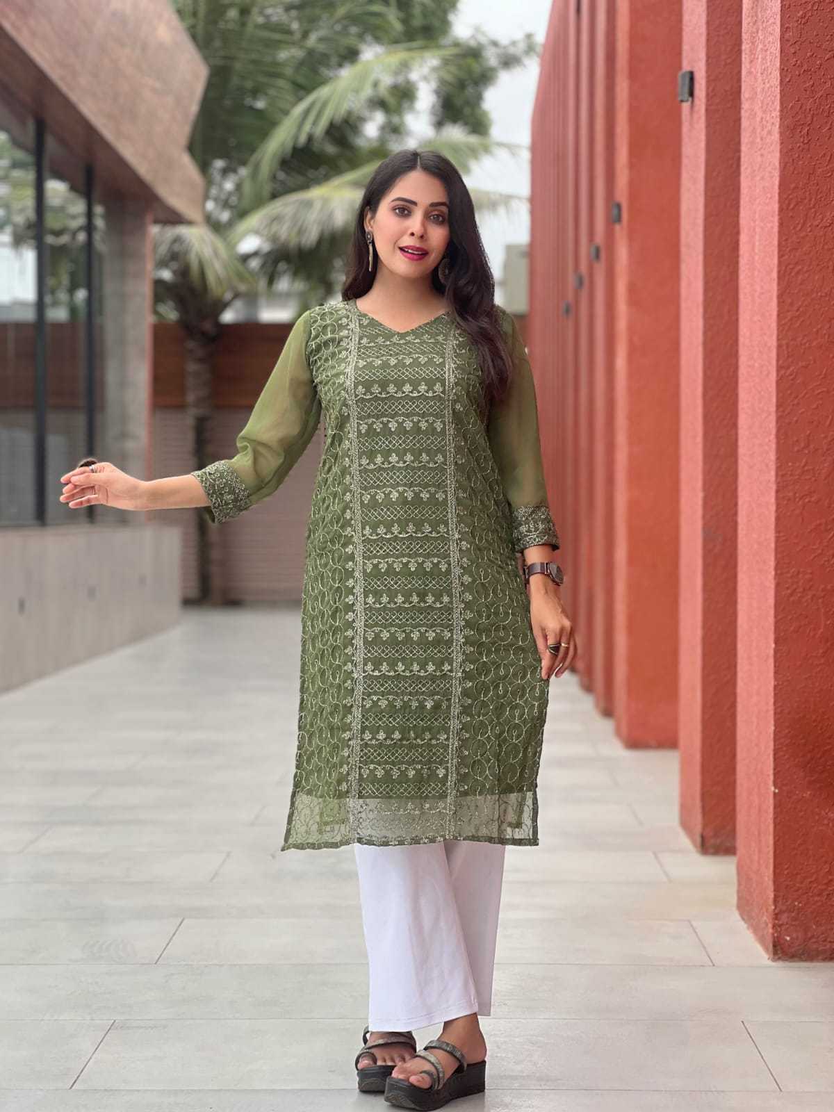 Ynf Georgette RIN222 MANU Kurti Wholesale Designer Kurtis Georgette Kurti Chikan Kurti Manufacturer