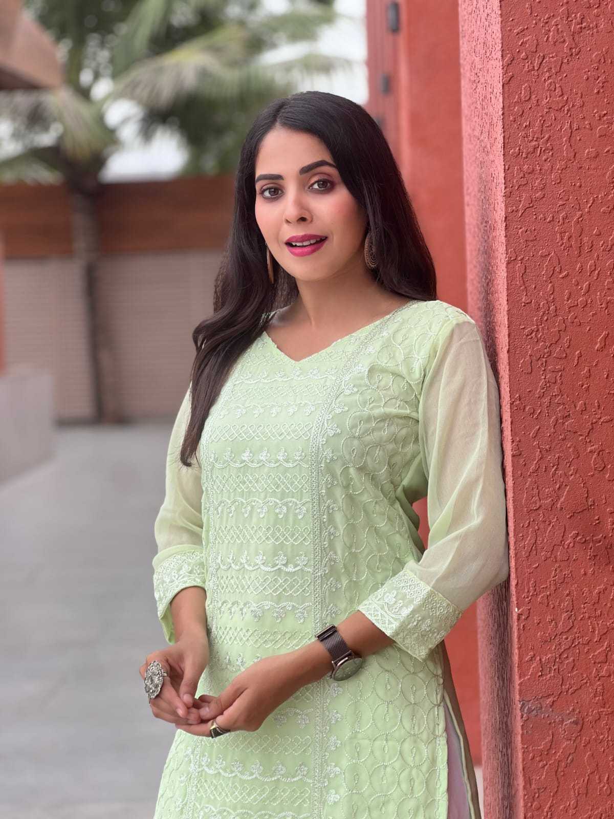 Ynf Georgette RIN222 MANU Kurti Wholesale Designer Kurtis Georgette Kurti Chikan Kurti Manufacturer