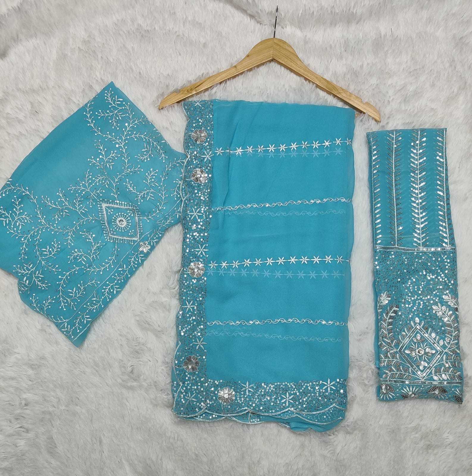 Ynf Georgette RIN222 Sabina Sarees Wholesale Georgette Sarees Embroidered Sarees Cutwork Saree Manufacturer