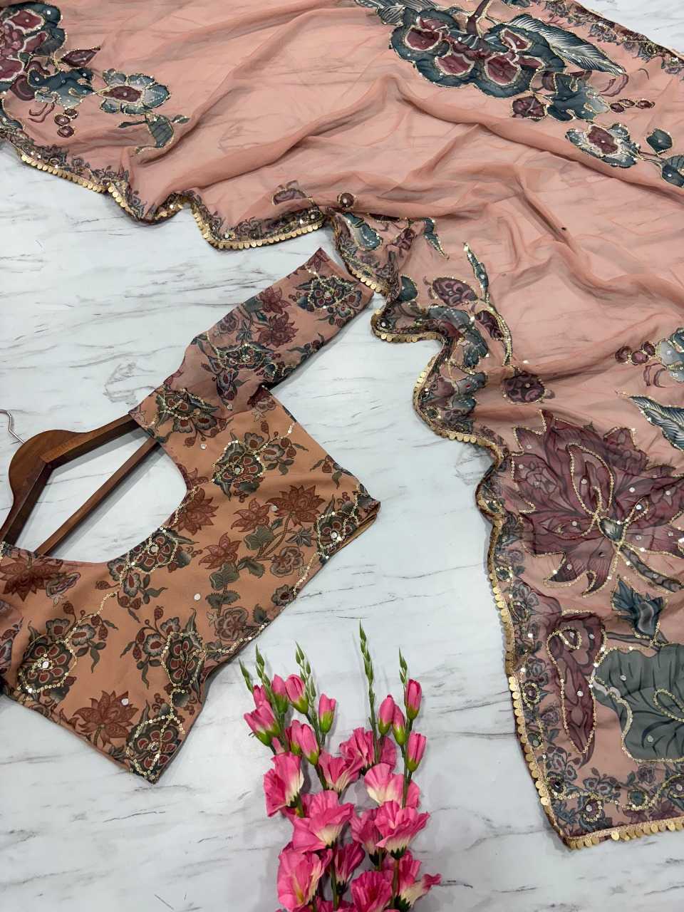 Ynf Georgette RIN222 Sonia Sarees Wholesale Printed Sarees Georgette Sarees Hand Work Sarees Manufacturer