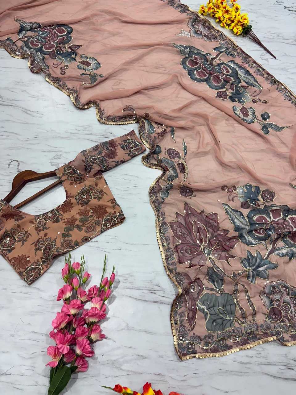 Ynf Georgette RIN222 Sonia Sarees Wholesale Printed Sarees Georgette Sarees Hand Work Sarees Manufacturer