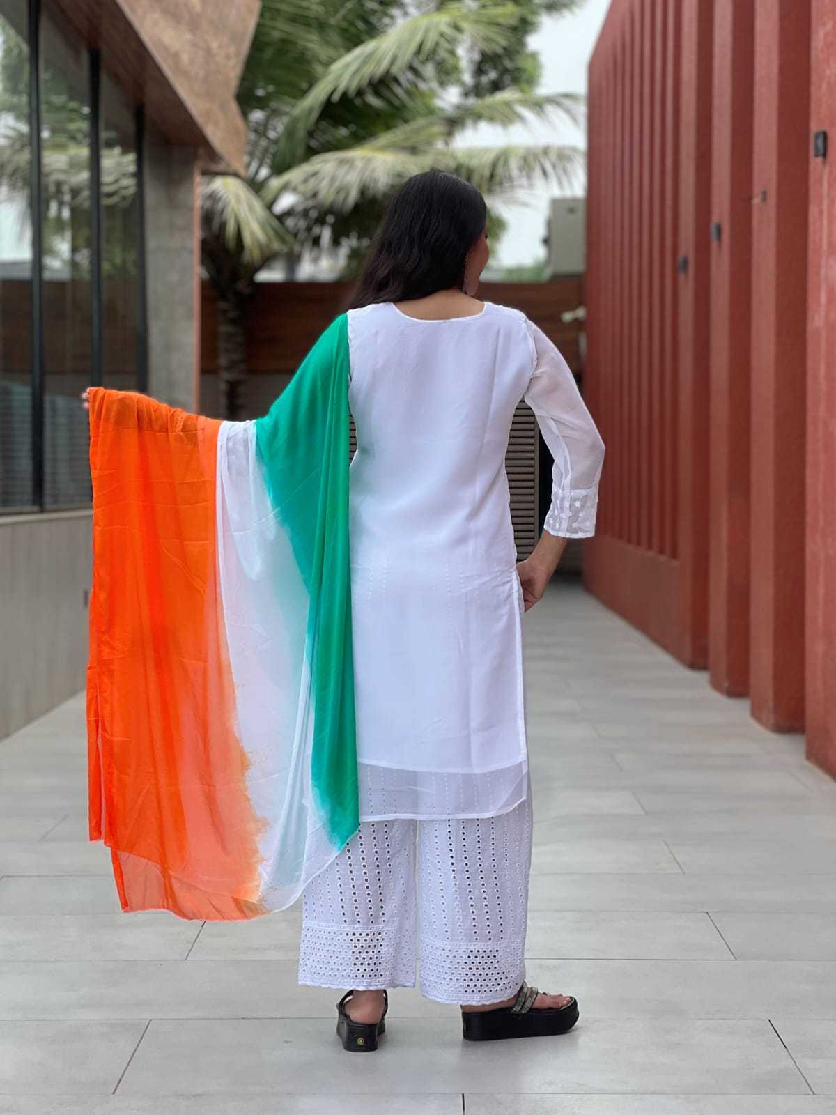 Ynf Georgette RIN222 TIRANGA Kurti Festive Collections Wholesale Kurti With Palazzo Republic Day Collections Independence Day Collections Manufacturer