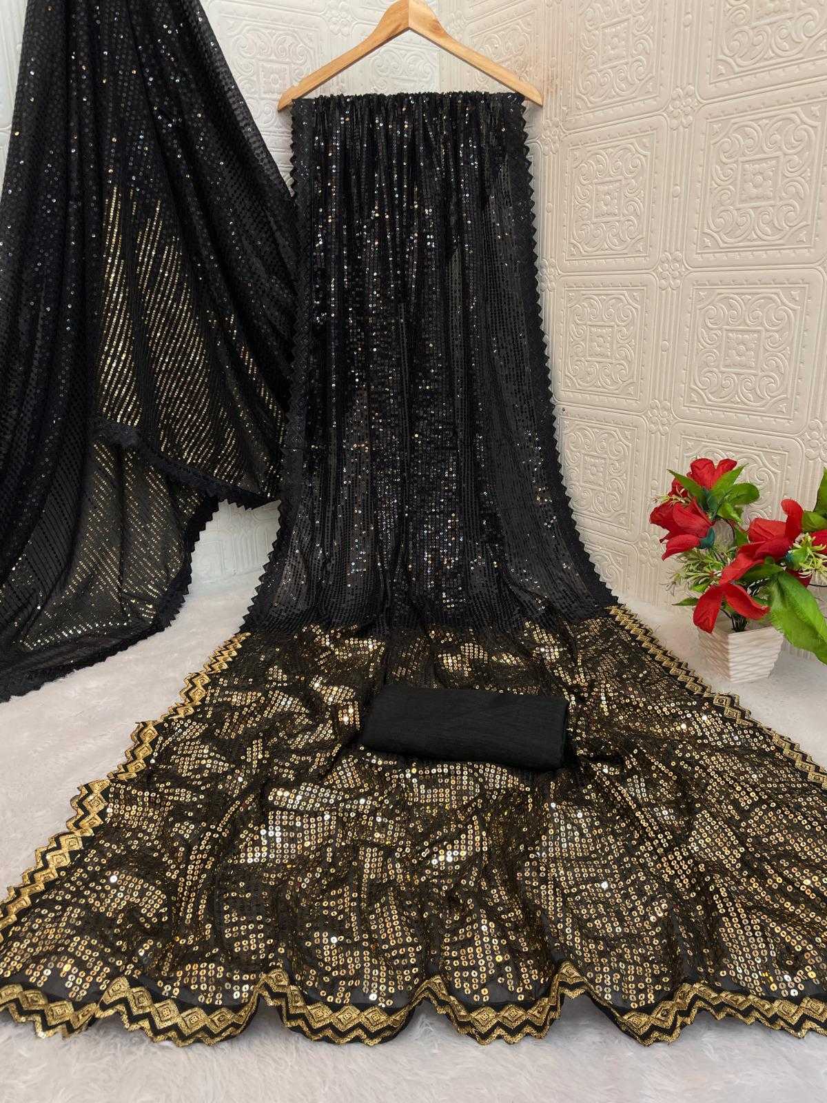 Ynf Georgette RIN222 VT-732 Sarees Wedding Collections Wholesale Georgette Sarees Embroidered Sarees Black Sarees Manufacturer
