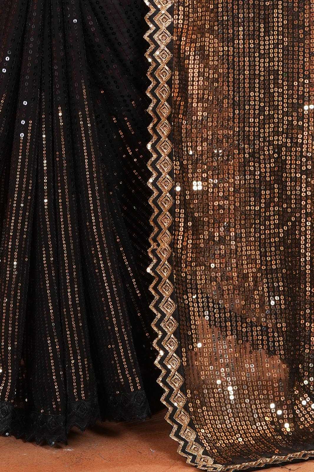 Ynf Georgette RIN222 VT-732 Sarees Wedding Collections Wholesale Georgette Sarees Embroidered Sarees Black Sarees Manufacturer