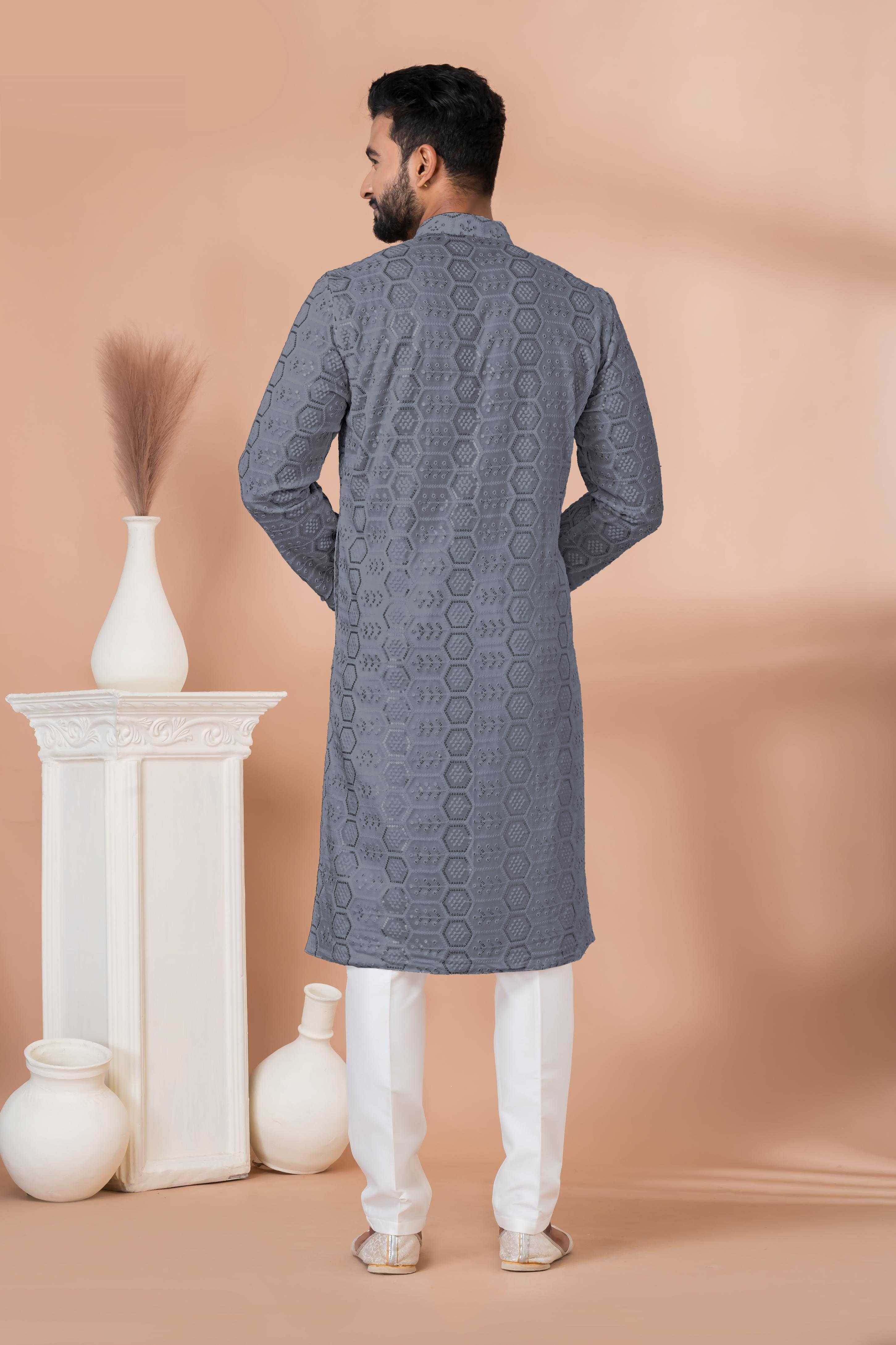 Ynf Georgette RIN223 3303G-B Mens Wear Wholesale Mens Kurtas Mens Kurta Pyjama Men Wedding kurta Manufacturer