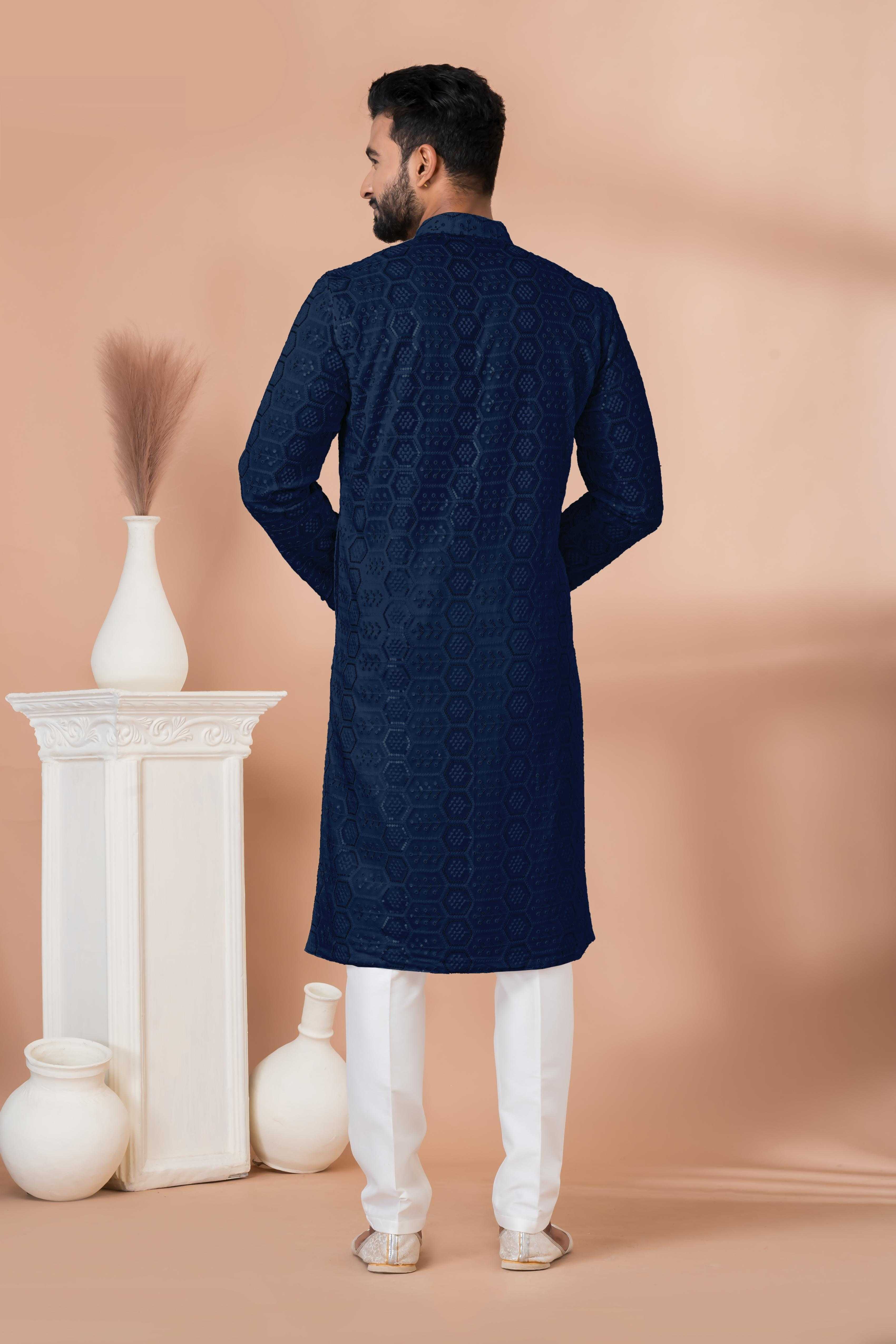 Ynf Georgette RIN223 3303N-B Mens Wear Wholesale Mens Kurtas Mens Kurta Pyjama Men Wedding kurta Manufacturer