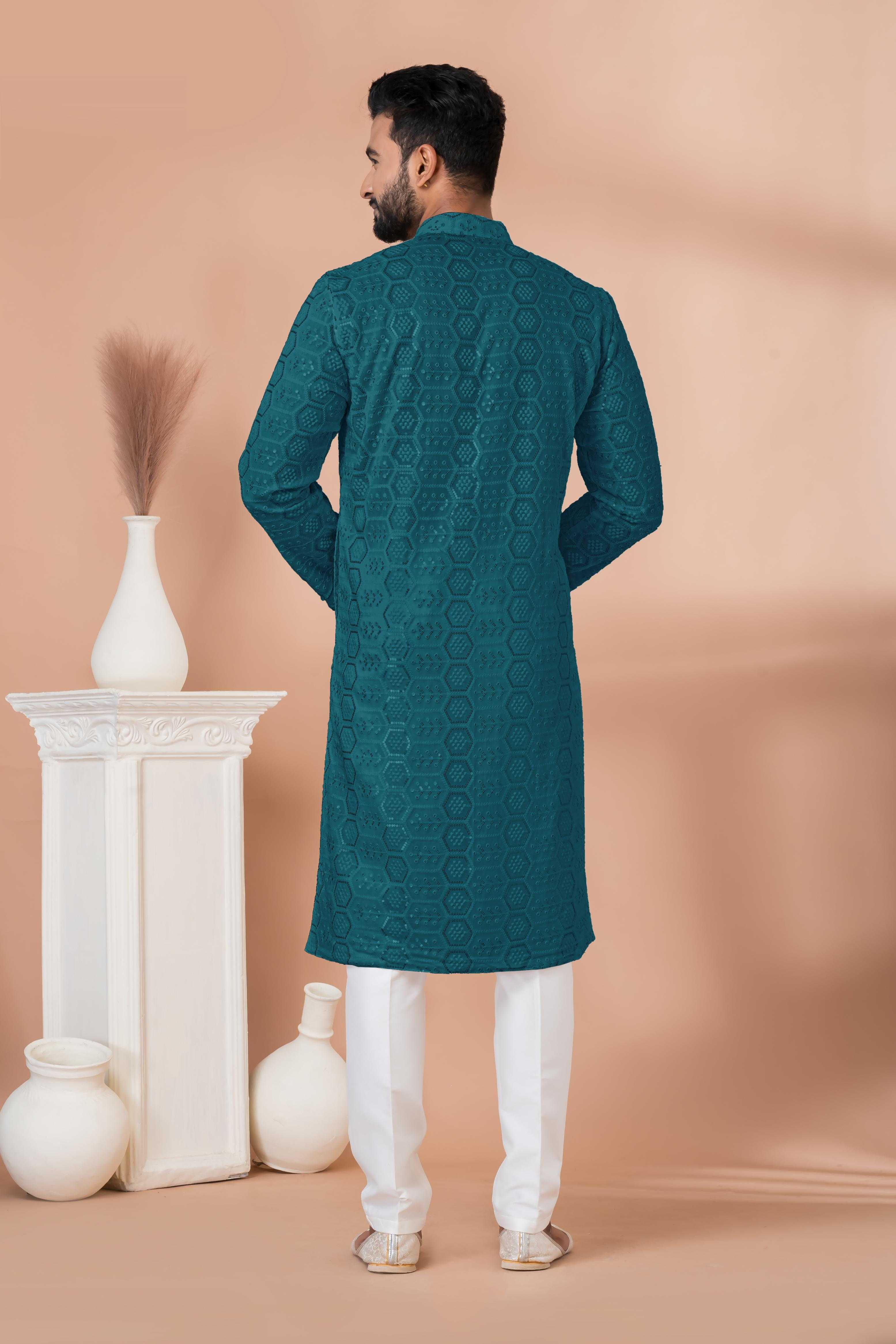 Ynf Georgette RIN223 3303T-A Mens Wear Wholesale Mens Kurtas Mens Kurta Pyjama Men Wedding kurta Manufacturer