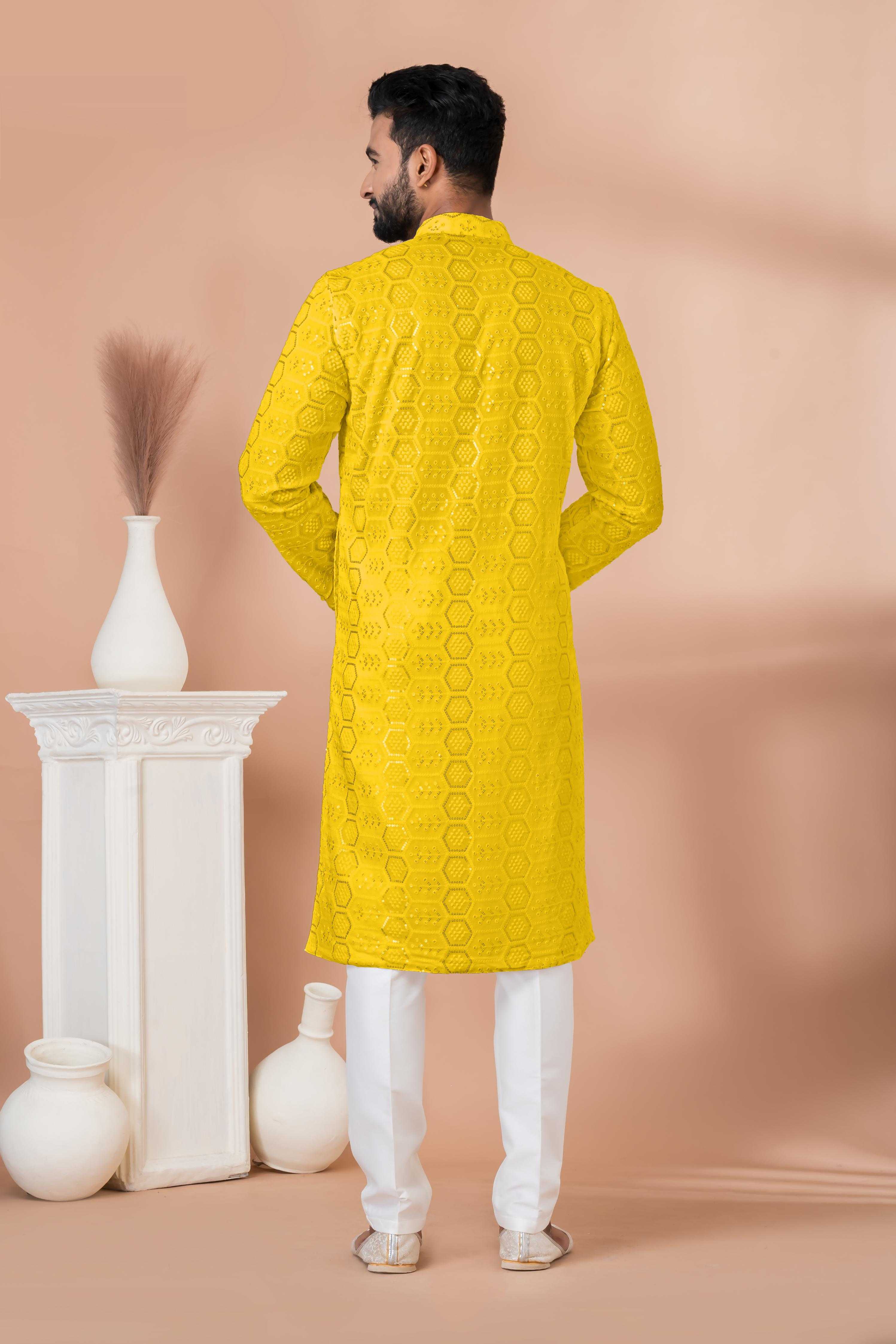 Ynf Georgette RIN223 3303Y-B Mens Wear Wholesale Mens Kurtas Mens Kurta Pyjama Men Wedding kurta Manufacturer