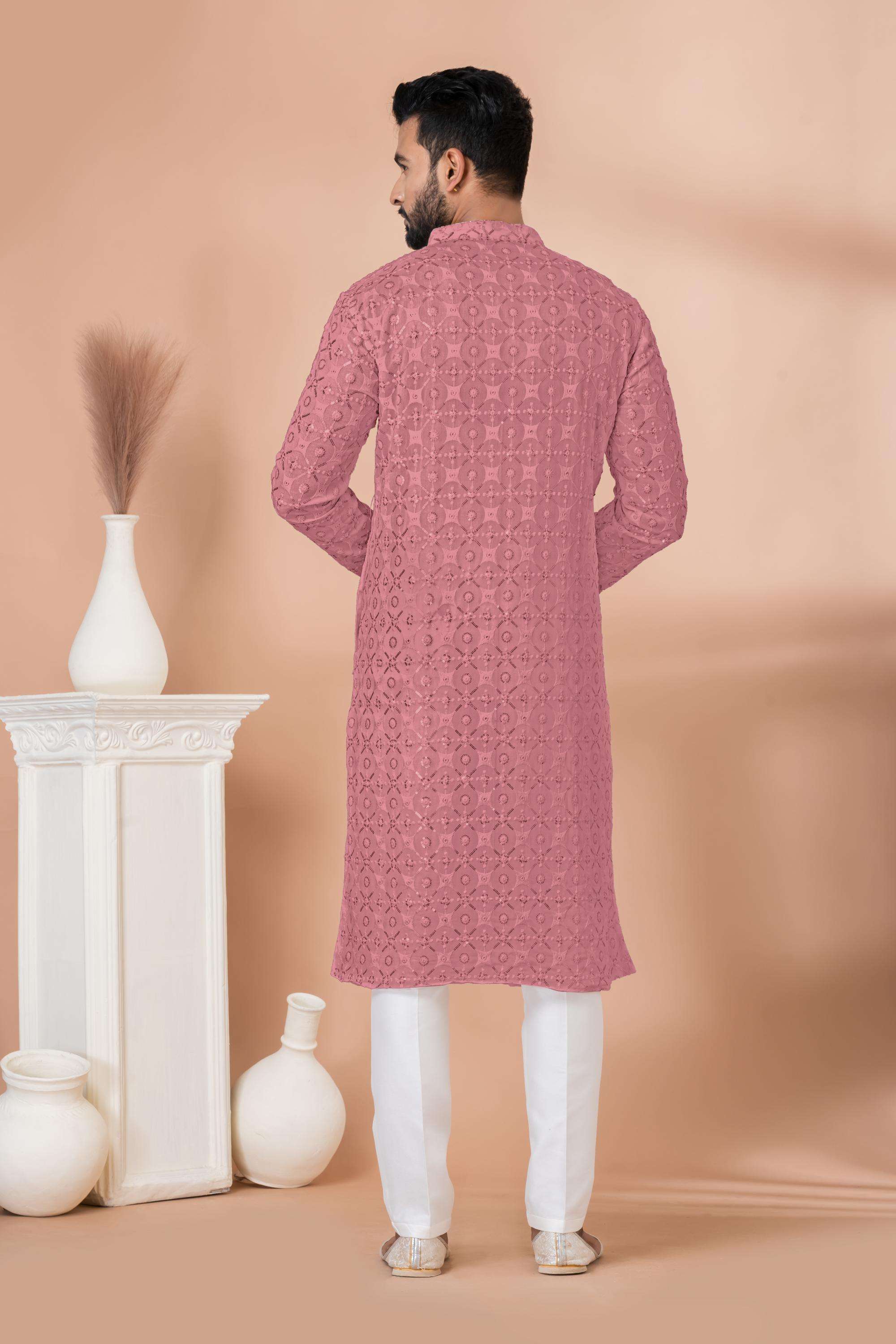 Ynf Georgette RIN223 3309B Mens Wear Wedding Collections Wholesale Men Wedding kurta Embroidered Kurta Pajama Haldi Outfits Manufacturer