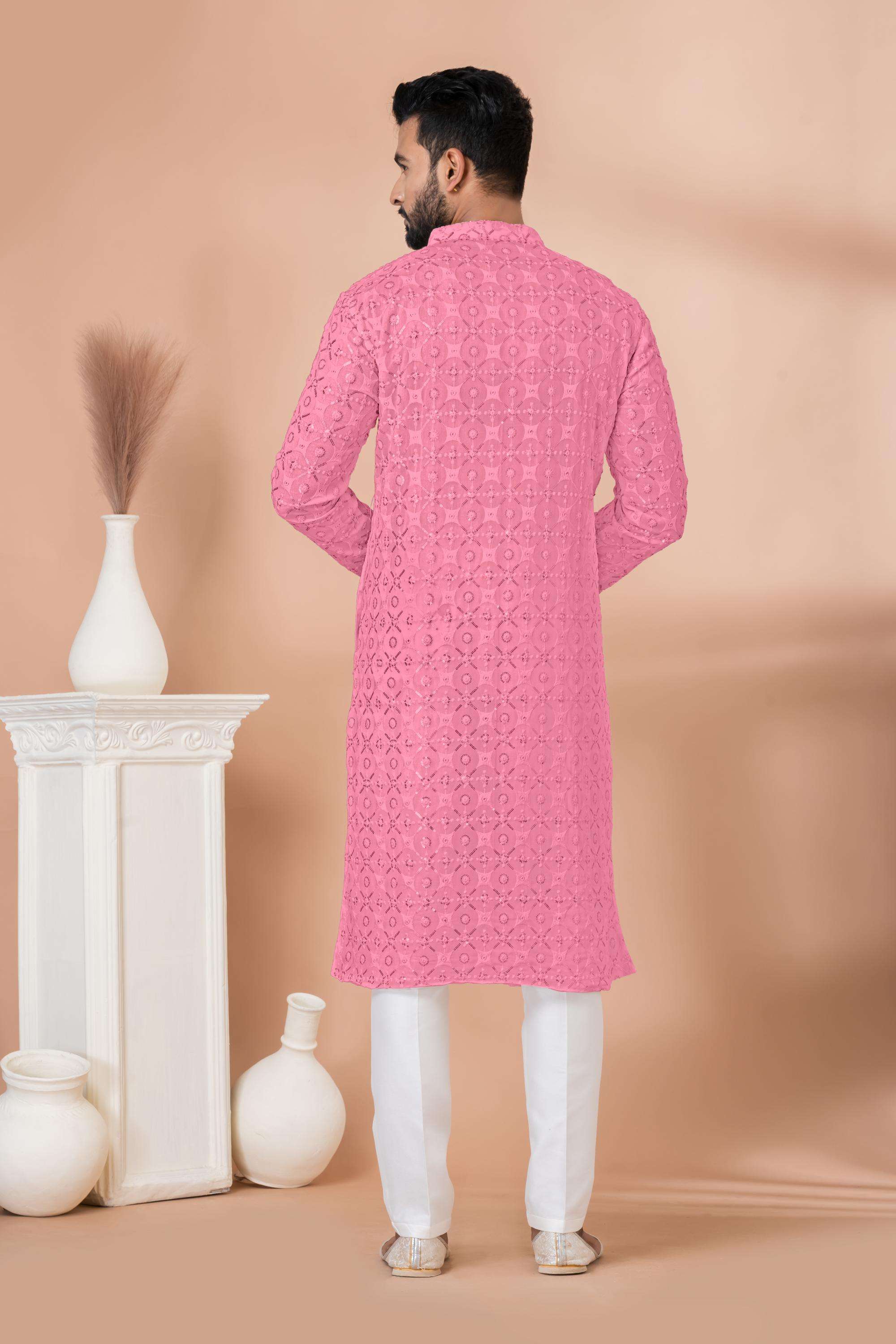Ynf Georgette RIN223 3309B Mens Wear Wedding Collections Wholesale Men Wedding kurta Embroidered Kurta Pajama Haldi Outfits Manufacturer