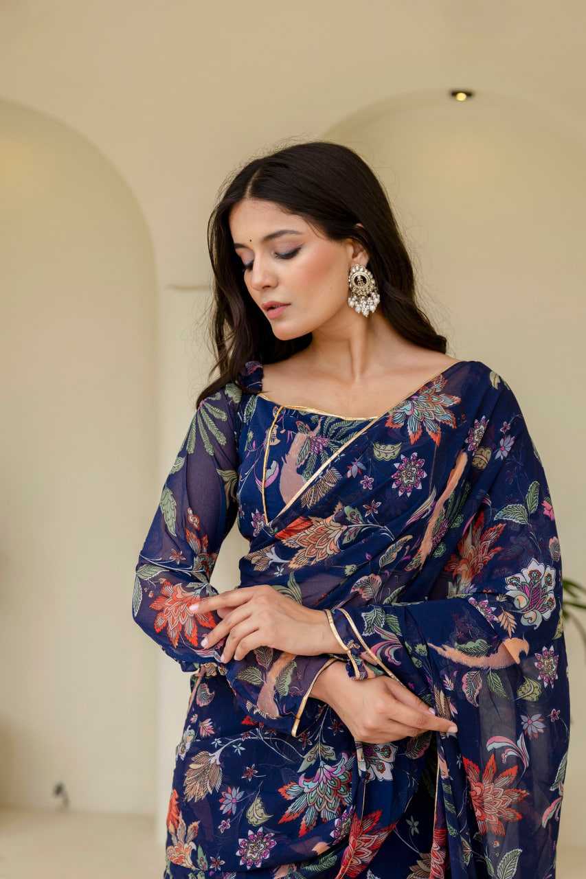 Ynf Georgette RIN228 247 Sarees Wedding Collections Festive Collections Wholesale Ready To Wear Sarees Georgette Sarees Ruffle Sarees Manufacturer