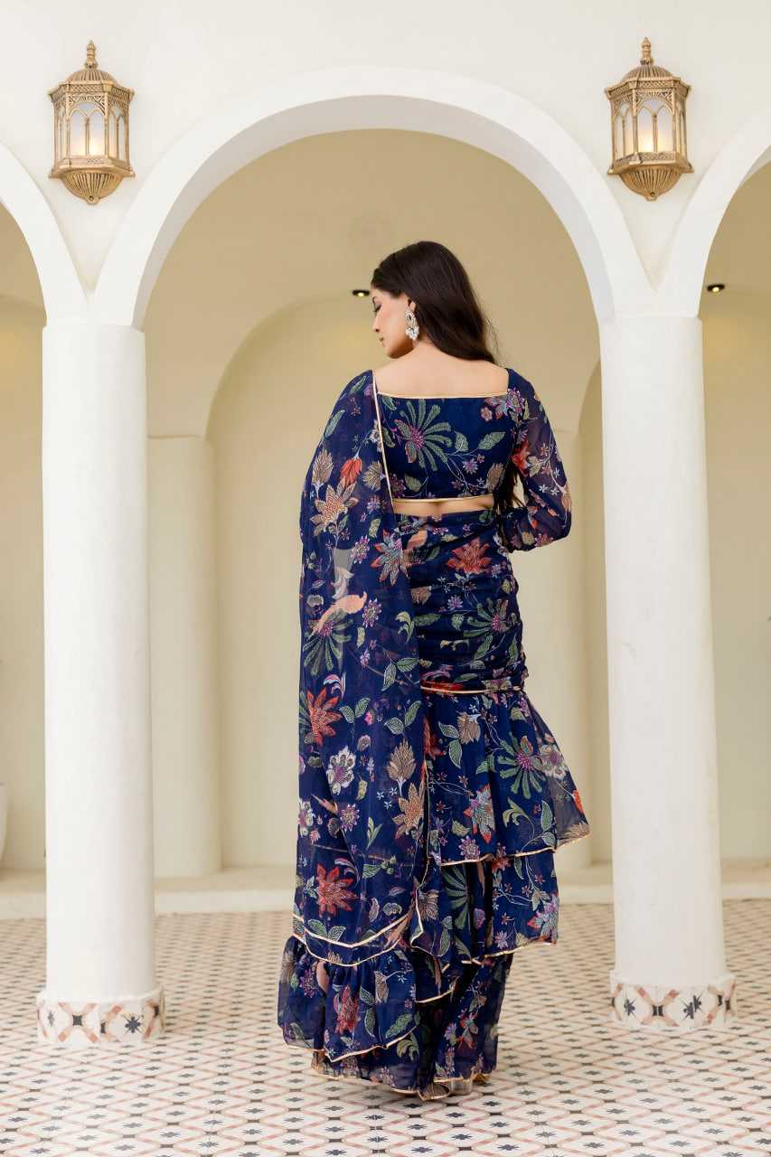 Ynf Georgette RIN228 247 Sarees Wedding Collections Festive Collections Wholesale Ready To Wear Sarees Georgette Sarees Ruffle Sarees Manufacturer