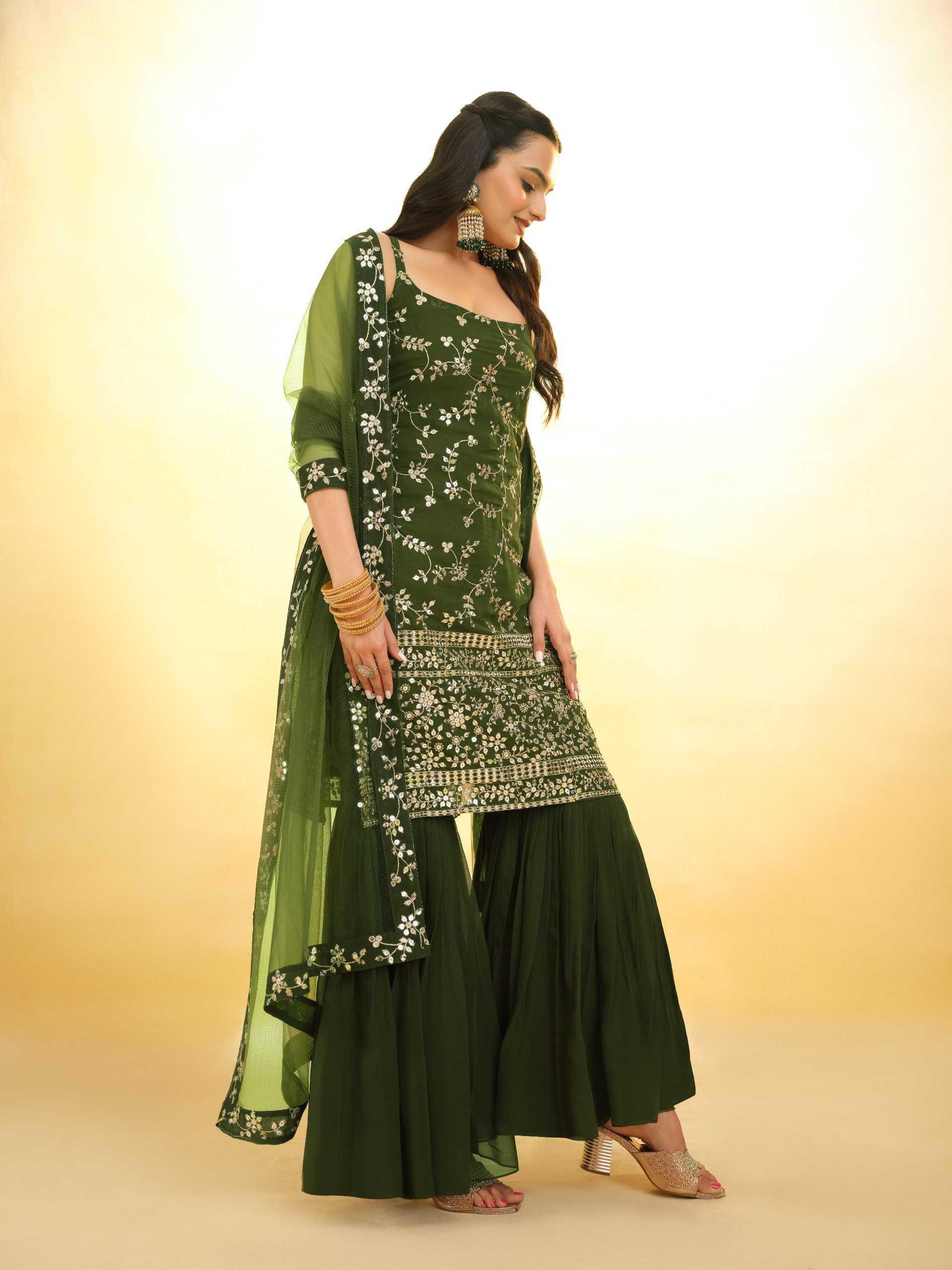 Ynf Georgette RIN228 293 Suits & Dresses Wholesale Sharara Salwar Suits Embroidery Suits Manufacturer