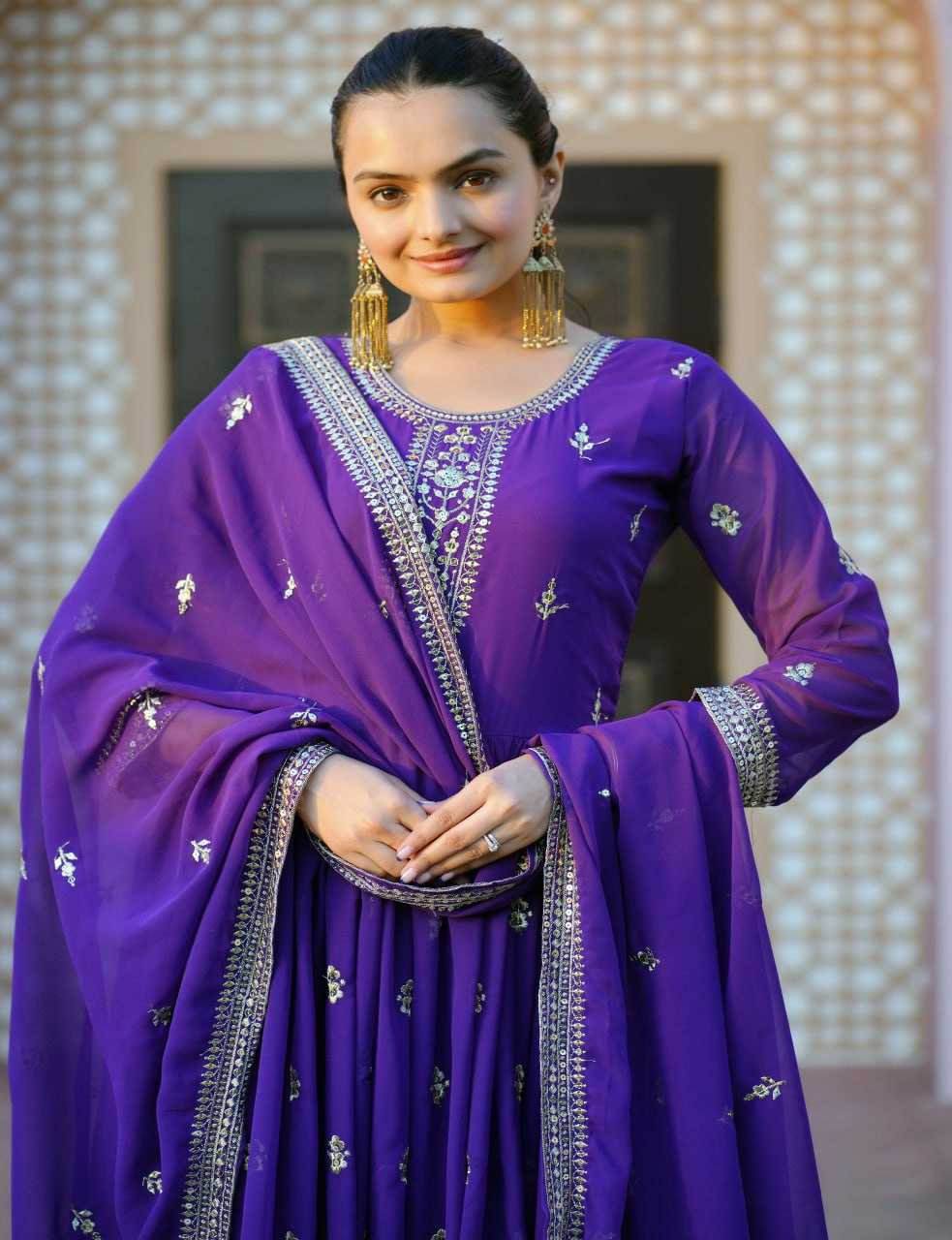 Ynf Georgette RIN232 33 Gowns Wholesale Embroidery Gowns Long Gowns Georgette Gown Manufacturer
