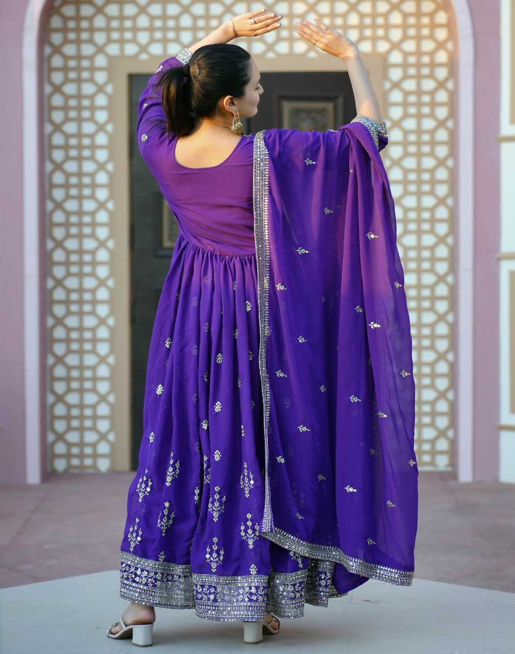 Ynf Georgette RIN232 33 Gowns Wholesale Embroidery Gowns Long Gowns Georgette Gown Manufacturer