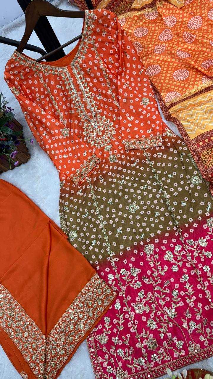 Ynf Heavy Chinnon Silk KESH159 610 Suits & Dresses Wedding Collections Festive Collections Wholesale Embroidery Suits Palazzo Suit Ladies Silk Suit Manufacturer