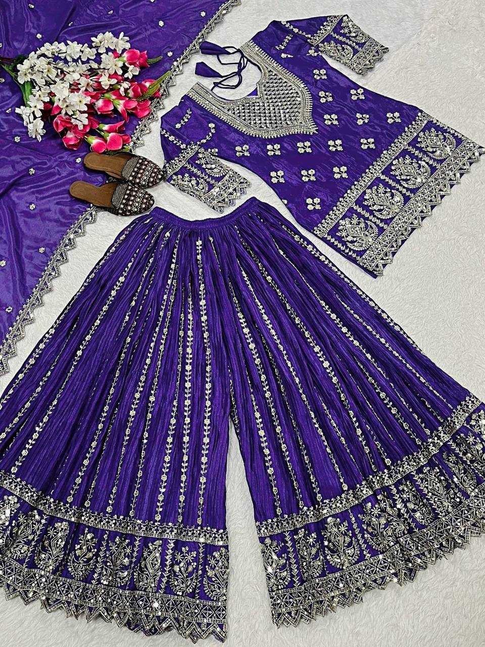 Ynf Heavy Chinnon Silk KESH512 4003 Suits & Dresses Wedding Collections Festive Collections Wholesale Sharara Salwar Suits Embroidery Suits Ladies Silk Suit Manufacturer