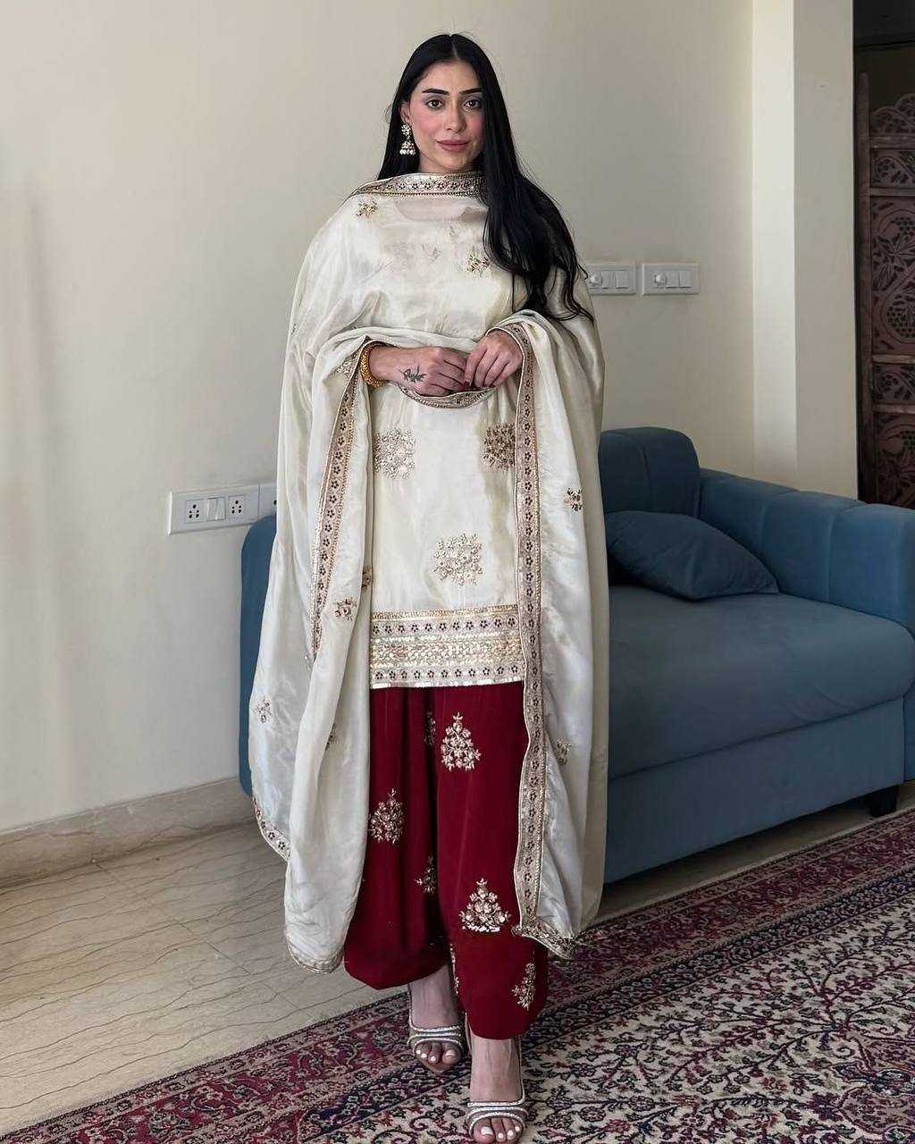 Ynf Heavy Chinnon Silk KESH523 265 Suits & Dresses Wedding Collections Festive Collections Wholesale Ladies Silk Suit Designer Suits Embroidered Suits Manufacturer