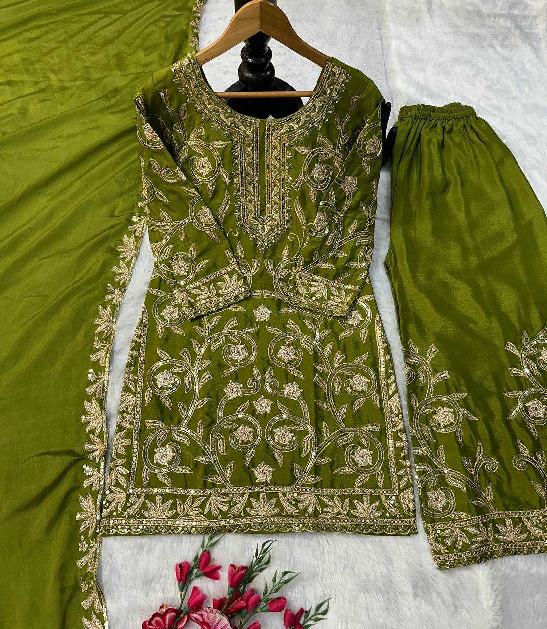 Ynf Heavy Chinnon Silk KESH523 266 Suits & Dresses Wedding Collections Festive Collections Wholesale Ladies Silk Suit Embroidered Suits Wedding Outfits Manufacturer