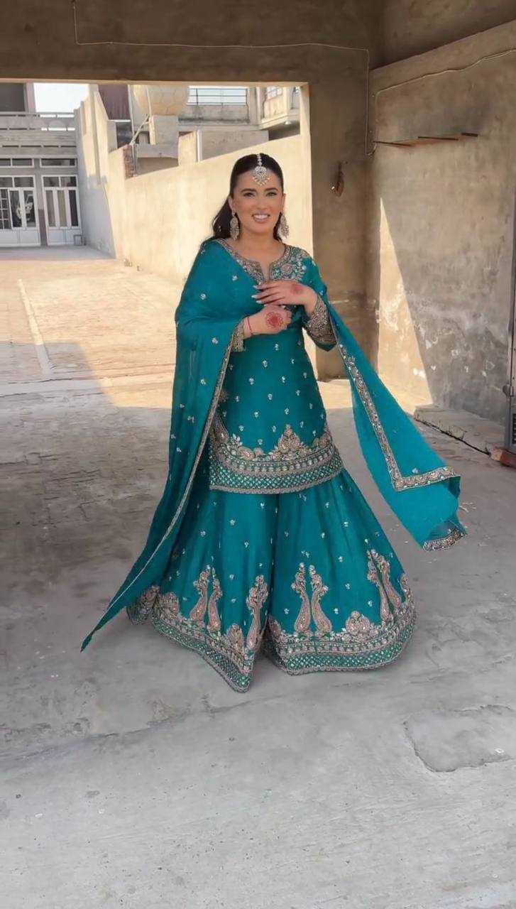 Ynf Heavy Chinnon Silk KESH523 267 Suits & Dresses Wedding Collections Festive Collections Wholesale Ladies Silk Suit Designer Suits Embroidered Suits Manufacturer