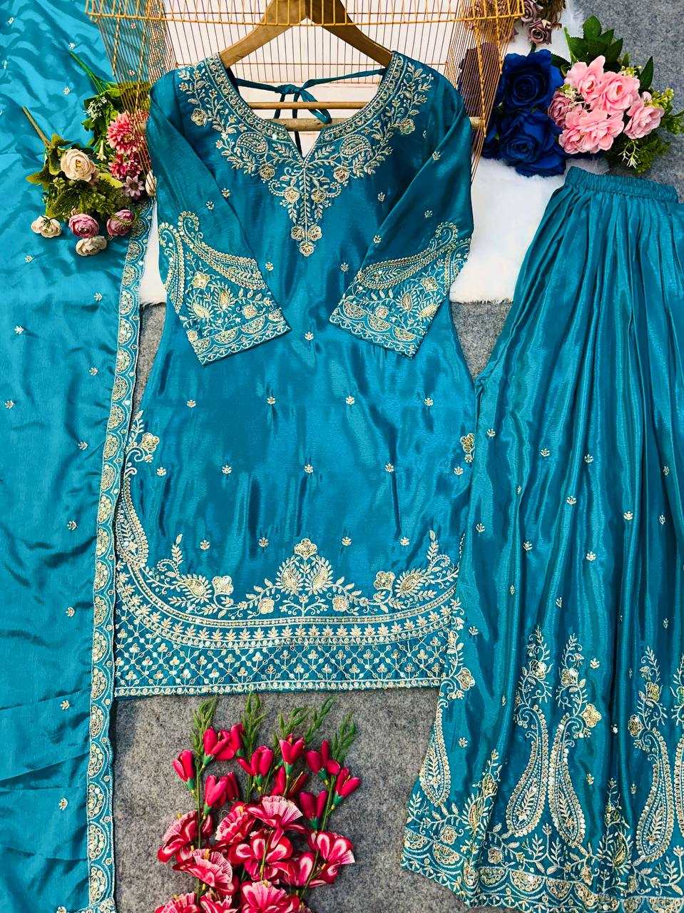 Ynf Heavy Chinnon Silk KESH523 267 Suits & Dresses Wedding Collections Festive Collections Wholesale Ladies Silk Suit Designer Suits Embroidered Suits Manufacturer