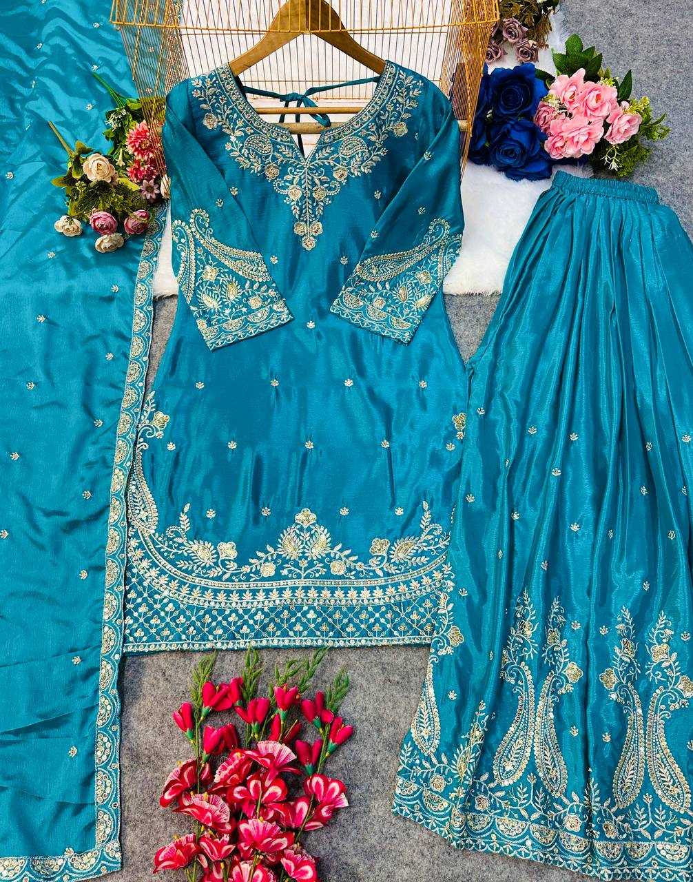 Ynf Heavy Chinnon Silk KESH523 267 Suits & Dresses Wedding Collections Festive Collections Wholesale Ladies Silk Suit Designer Suits Embroidered Suits Manufacturer