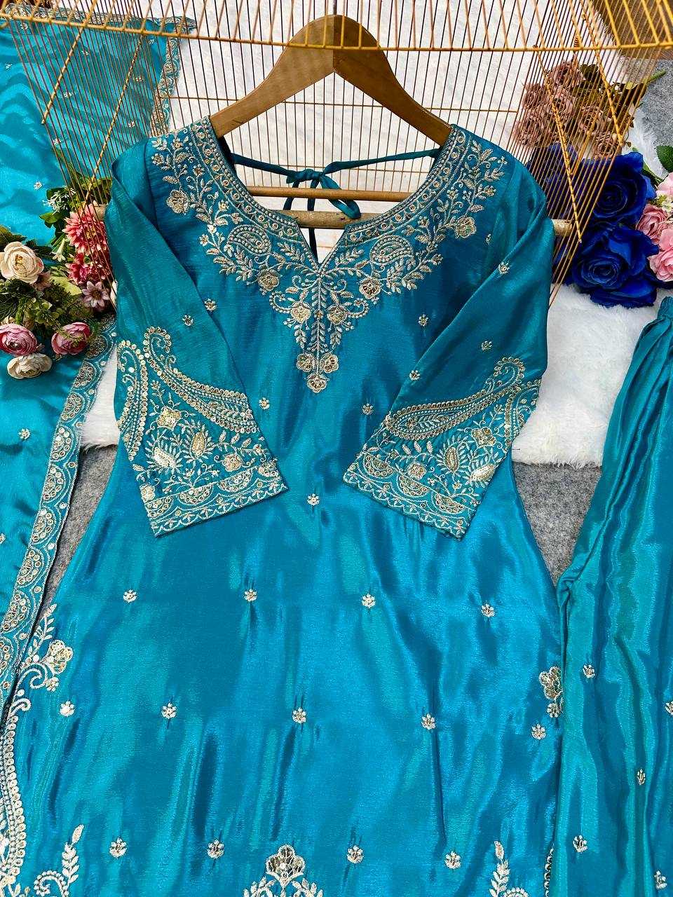 Ynf Heavy Chinnon Silk KESH523 267 Suits & Dresses Wedding Collections Festive Collections Wholesale Ladies Silk Suit Designer Suits Embroidered Suits Manufacturer