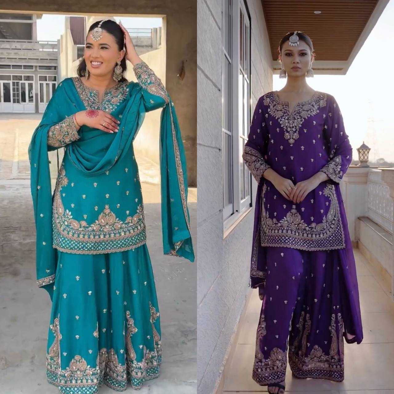 Ynf Heavy Chinnon Silk KESH523 267 Suits & Dresses Wedding Collections Festive Collections Wholesale Ladies Silk Suit Designer Suits Embroidered Suits Manufacturer