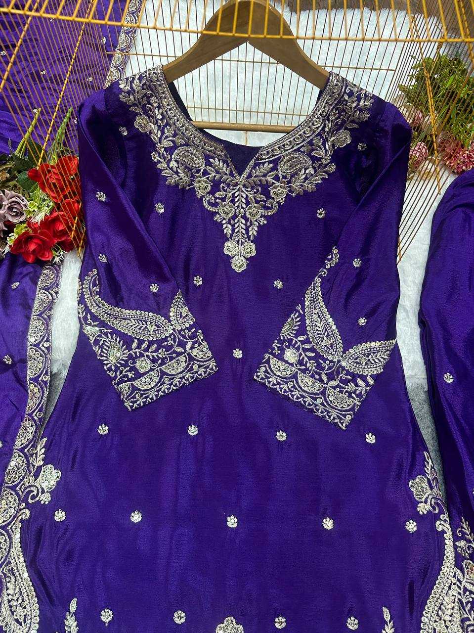 Ynf Heavy Chinnon Silk KESH523 267 Suits & Dresses Wedding Collections Festive Collections Wholesale Ladies Silk Suit Designer Suits Embroidered Suits Manufacturer