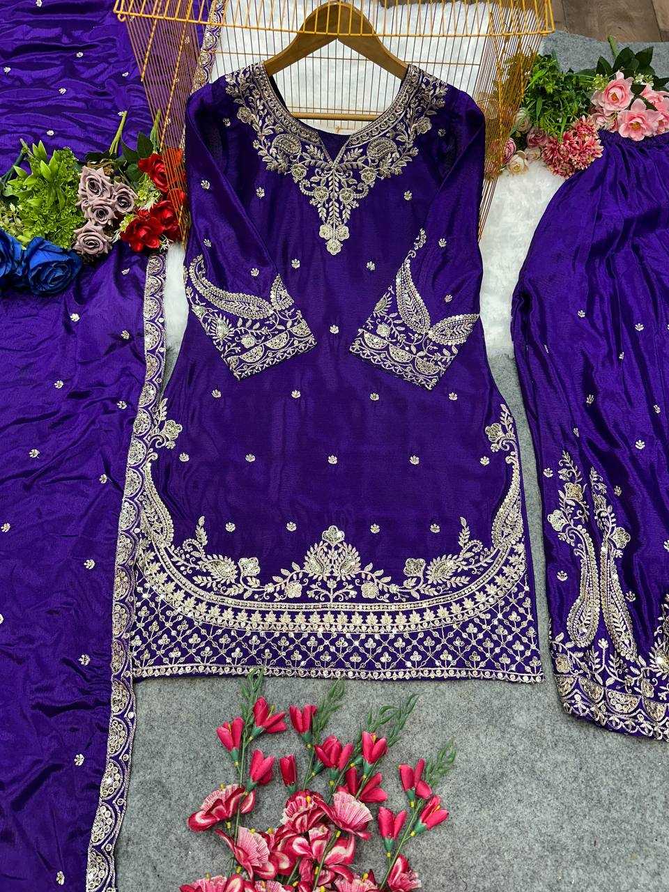 Ynf Heavy Chinnon Silk KESH523 267 Suits & Dresses Wedding Collections Festive Collections Wholesale Ladies Silk Suit Designer Suits Embroidered Suits Manufacturer